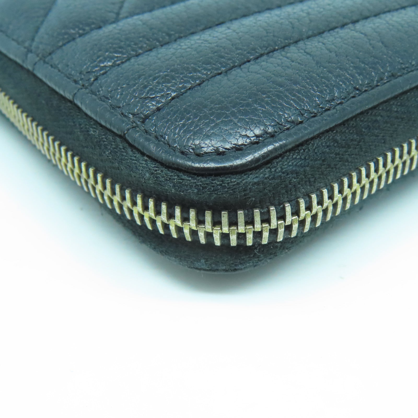 CHANEL 牛皮皮革Long Wallet金扣長錢包黑色