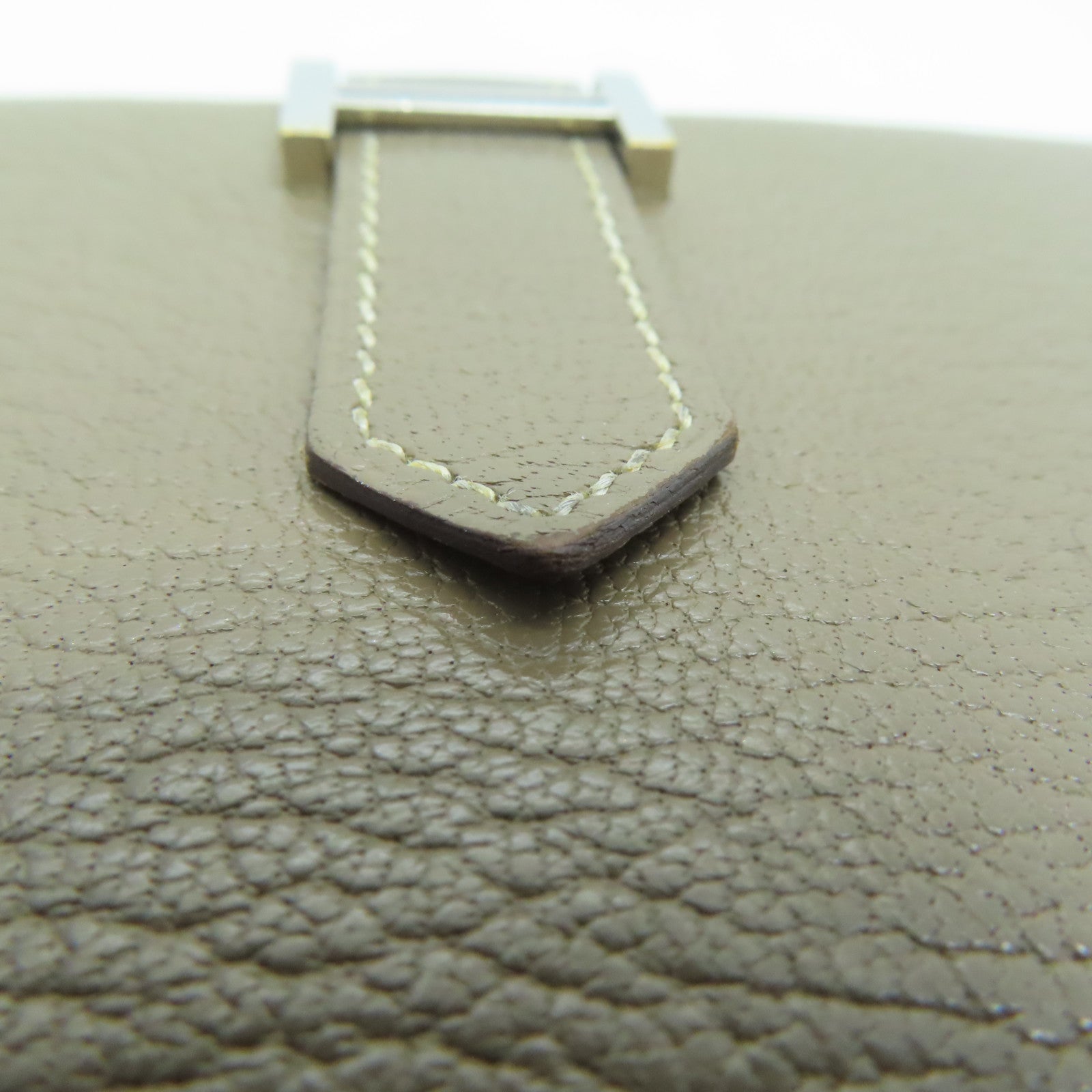 HERMES 【激減優惠】Chevre皮革Bearn Wallet銀扣長錢包灰色