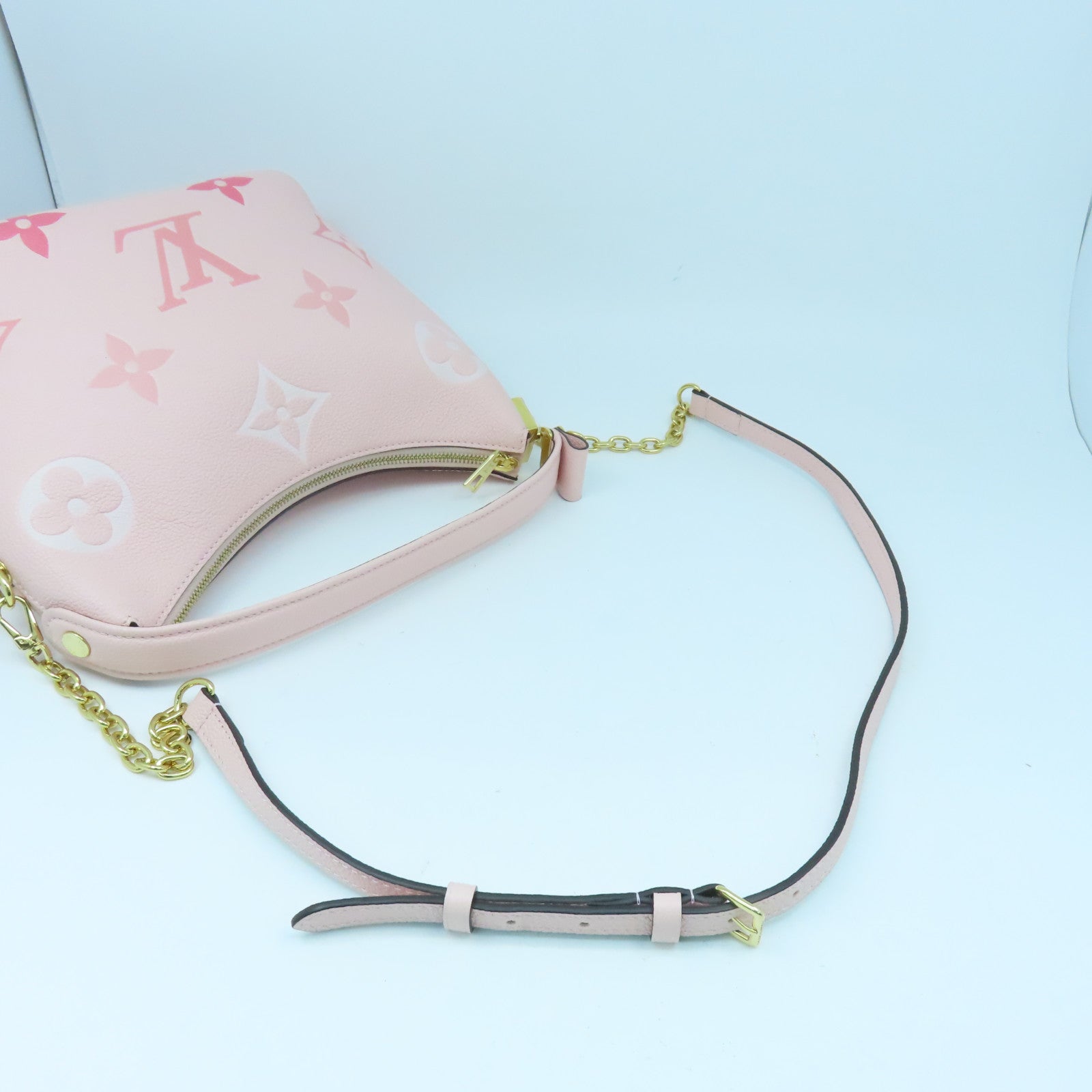 LOUIS VUITTON Monogram Empreinte Marshmallow金扣手挽肩背兩用袋粉紅色