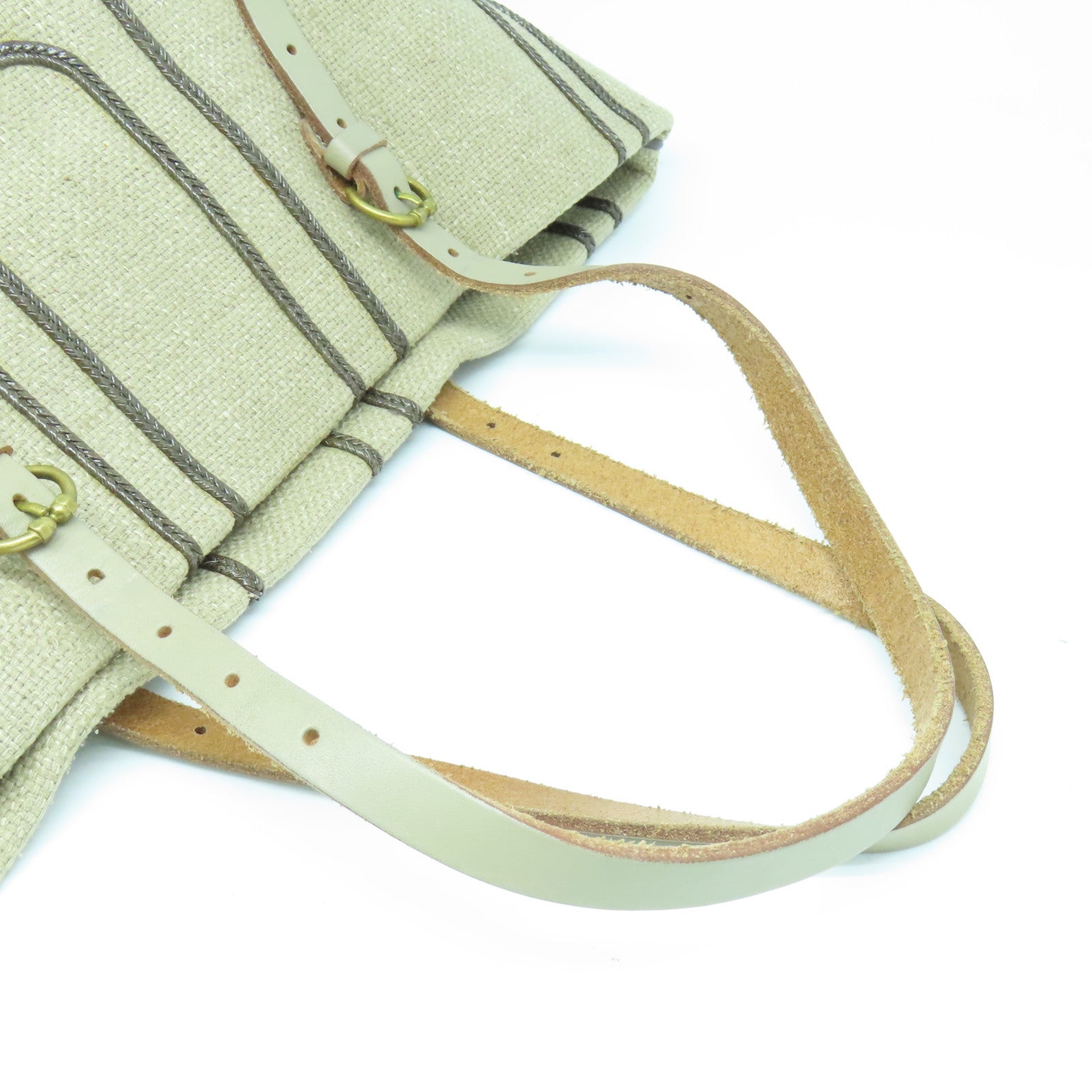 BOTTEGA VENETA 麻質Shoulder Bag金扣肩背袋米色