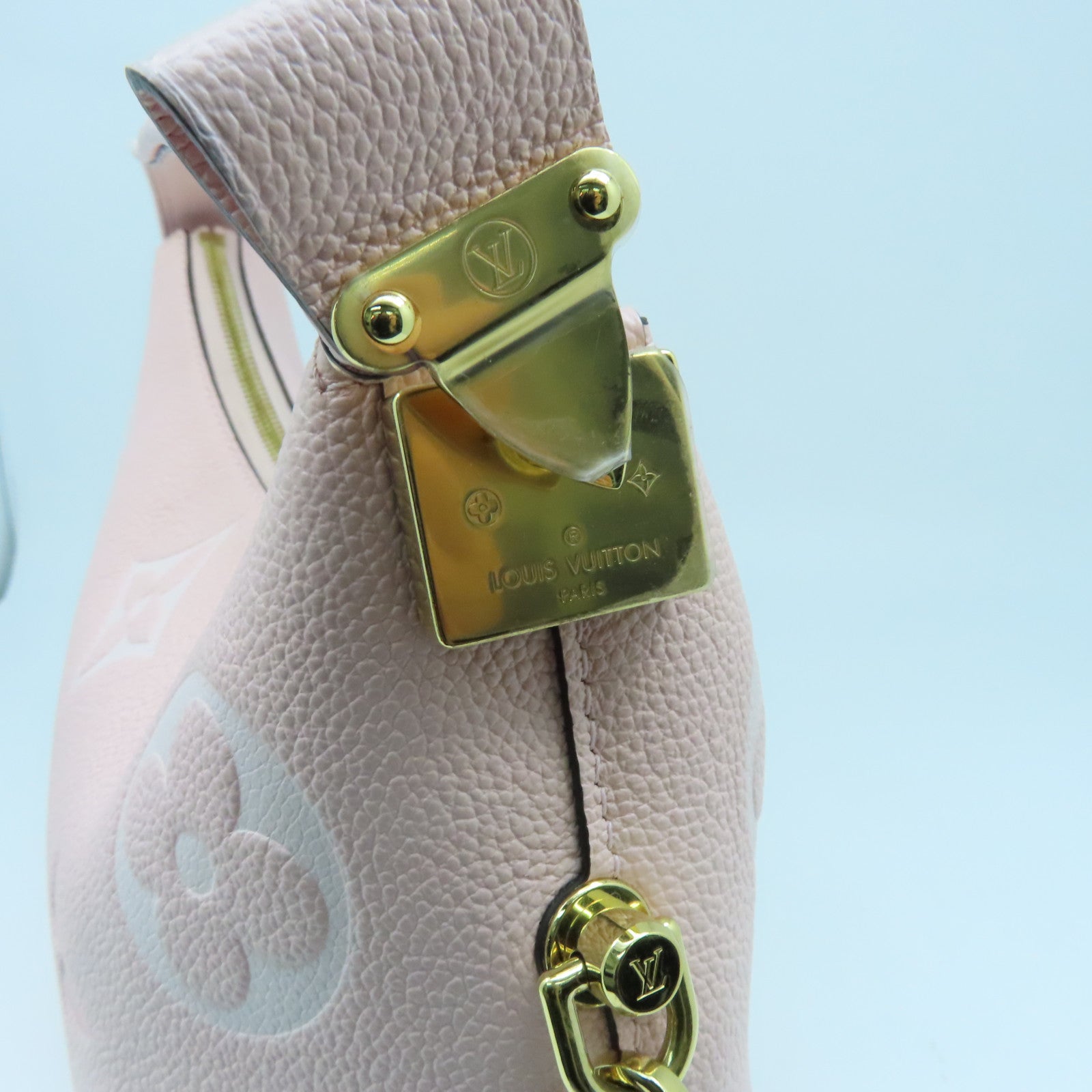 LOUIS VUITTON Monogram Empreinte Marshmallow金扣手挽肩背兩用袋粉紅色