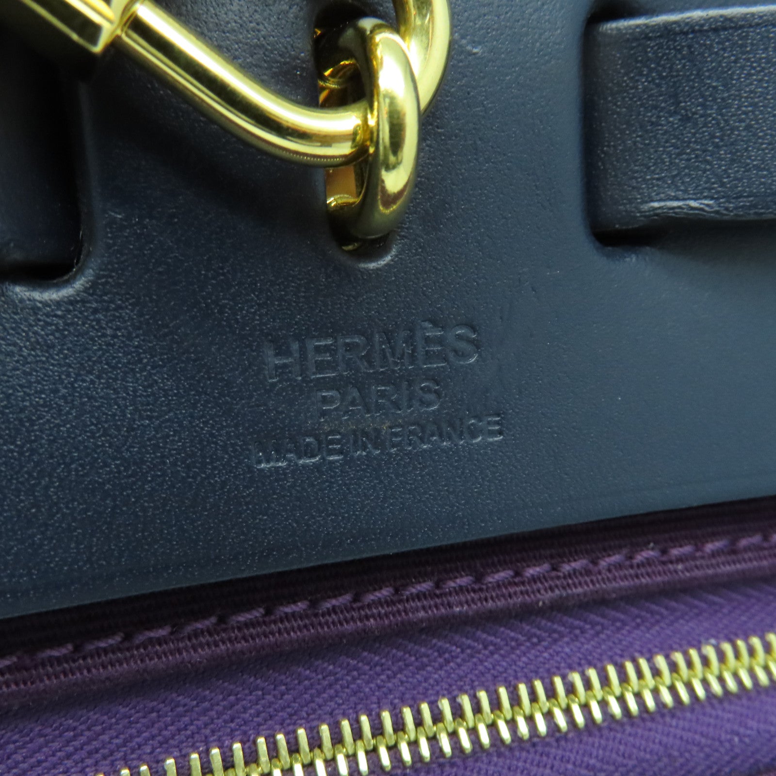 HERMES 帆布Herbag PM金扣手挽肩背两用袋Cassis紫色