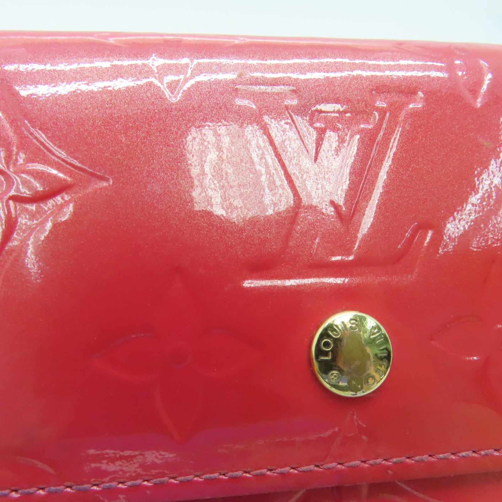 LOUIS VUITTON Vernis Wallet金扣錢包粉紅色