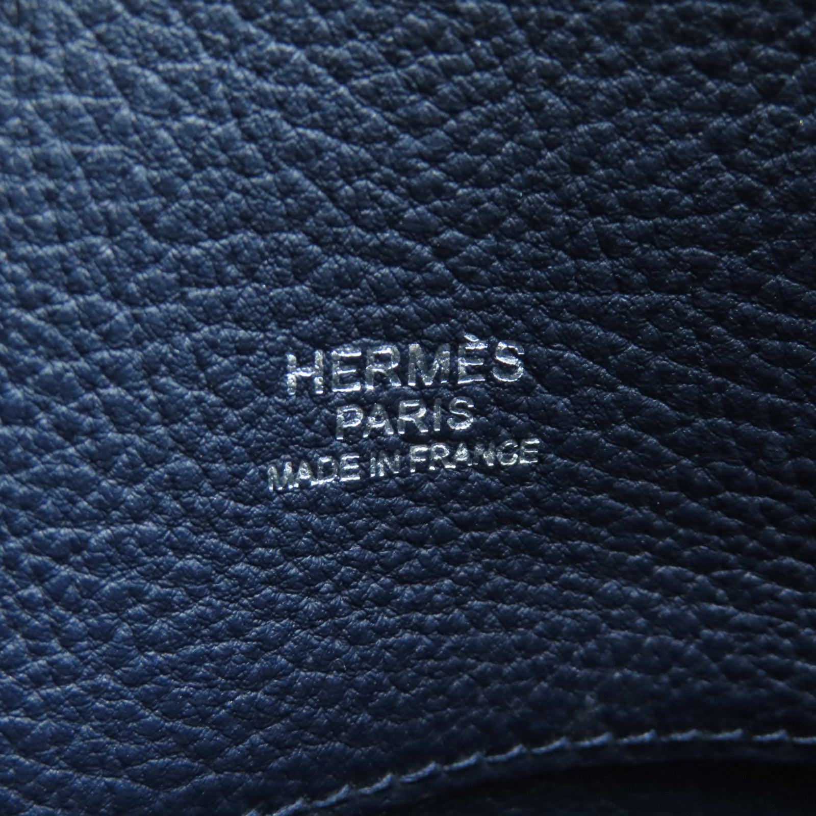 HERMES Clemence Leather So Kelly 22 Silver Buckle Shoulder Bag Indigo