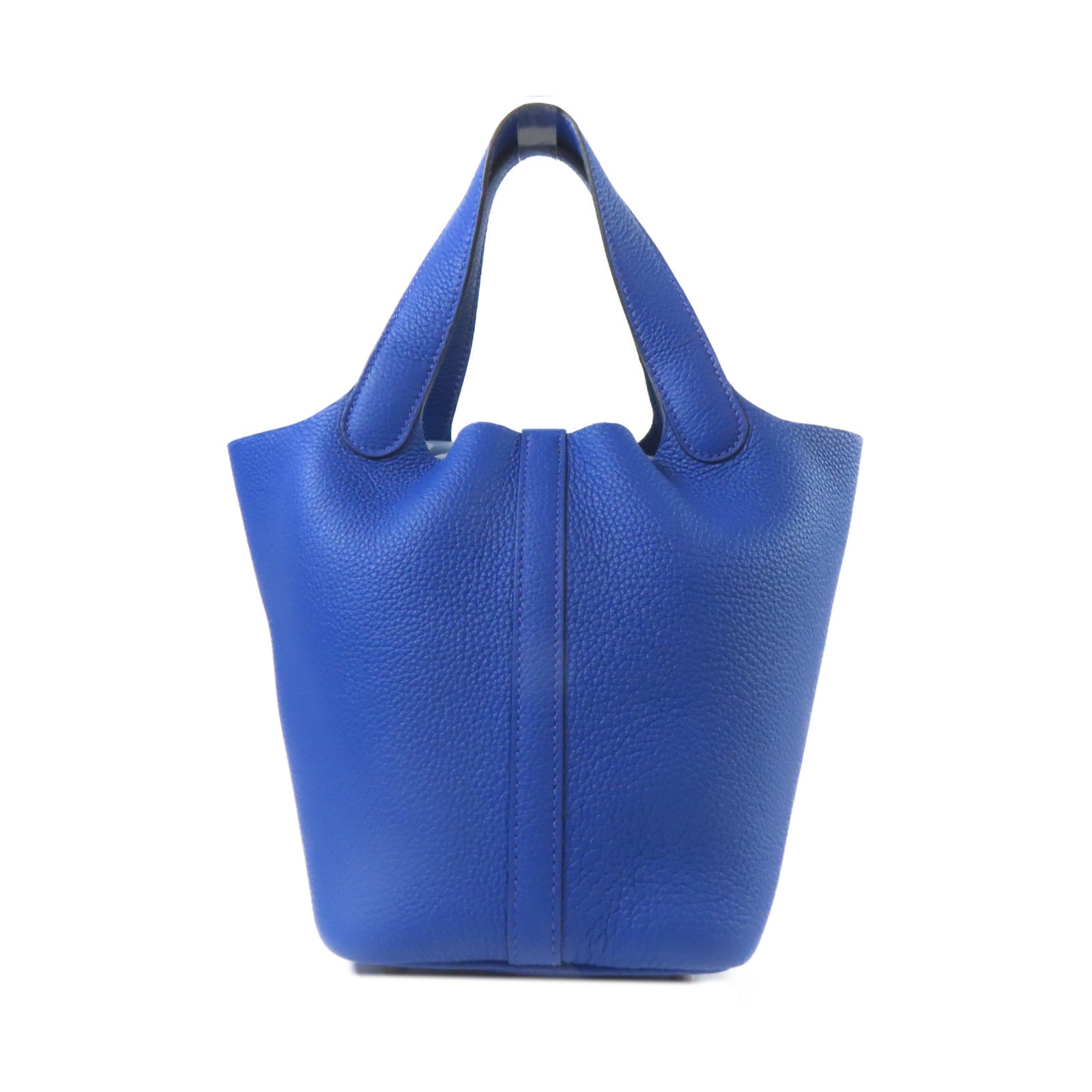 HERMES Clemence皮革Picotin PM銀扣手挽袋Blue Royal藍色