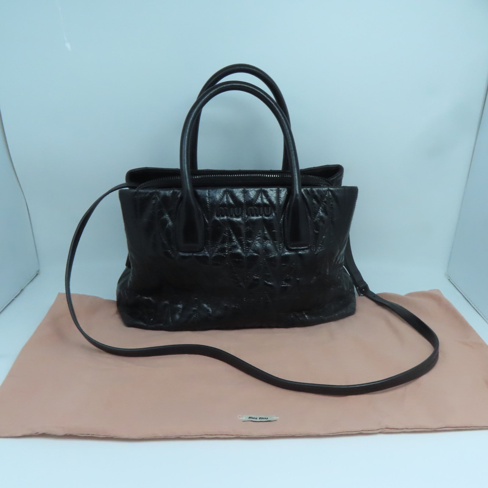 Miu Miu 牛皮皮革2 Way Shoulder手挽肩背兩用袋黑色