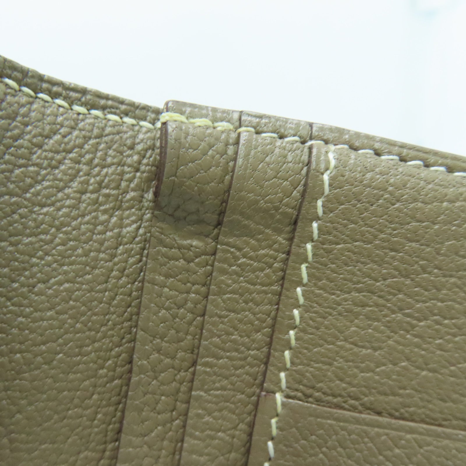 HERMES 【激減優惠】Chevre皮革Bearn Wallet銀扣長錢包灰色