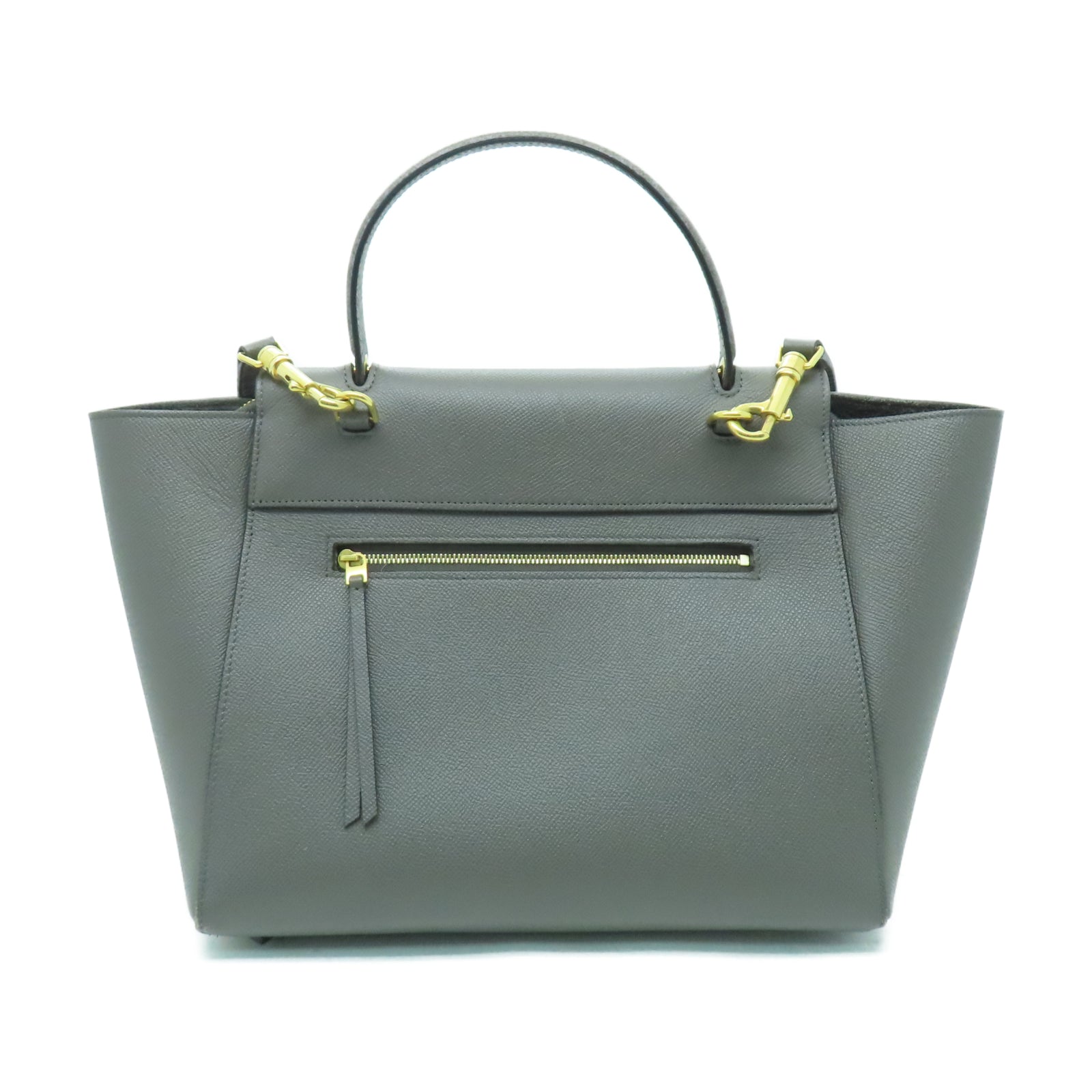 CELINE 牛皮皮革Mini Belt Bag金扣手挽肩背兩用袋灰色