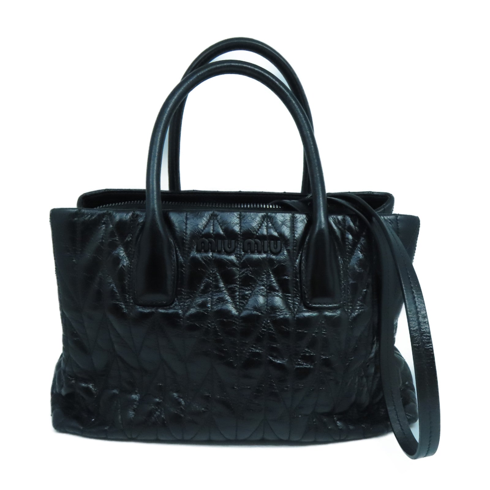 Miu Miu 牛皮皮革2 Way Shoulder手挽肩背兩用袋黑色