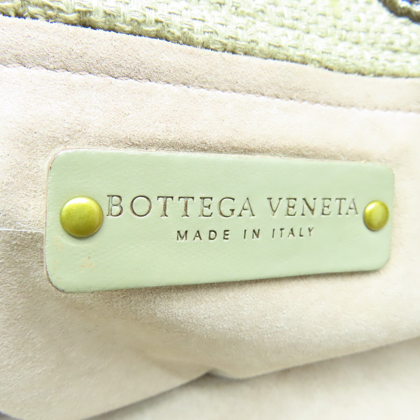 BOTTEGA VENETA 麻質Shoulder Bag金扣肩背袋米色