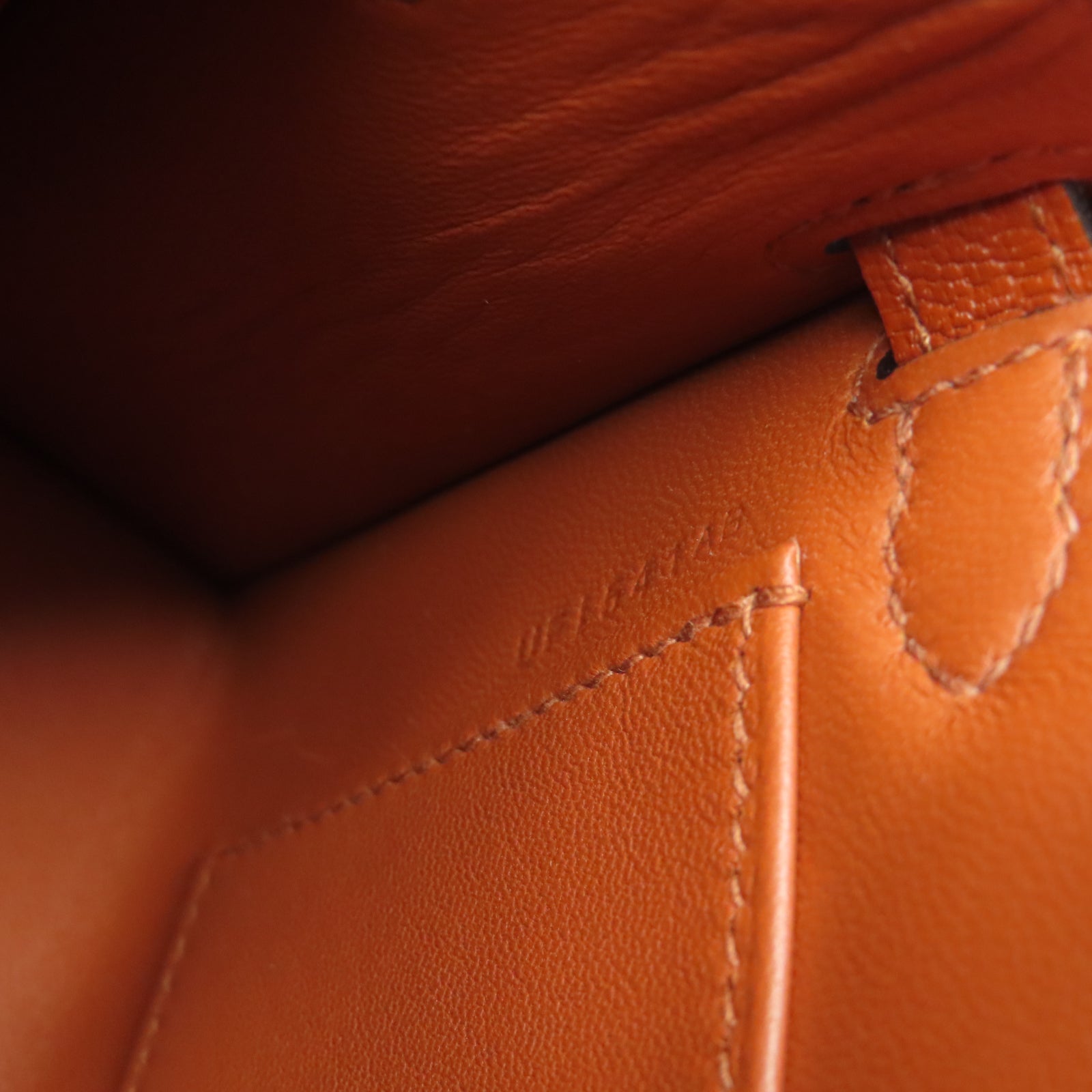 HERMES Chevre皮革Mini Kelly銀扣手挽肩背兩用袋Cuivre南瓜色