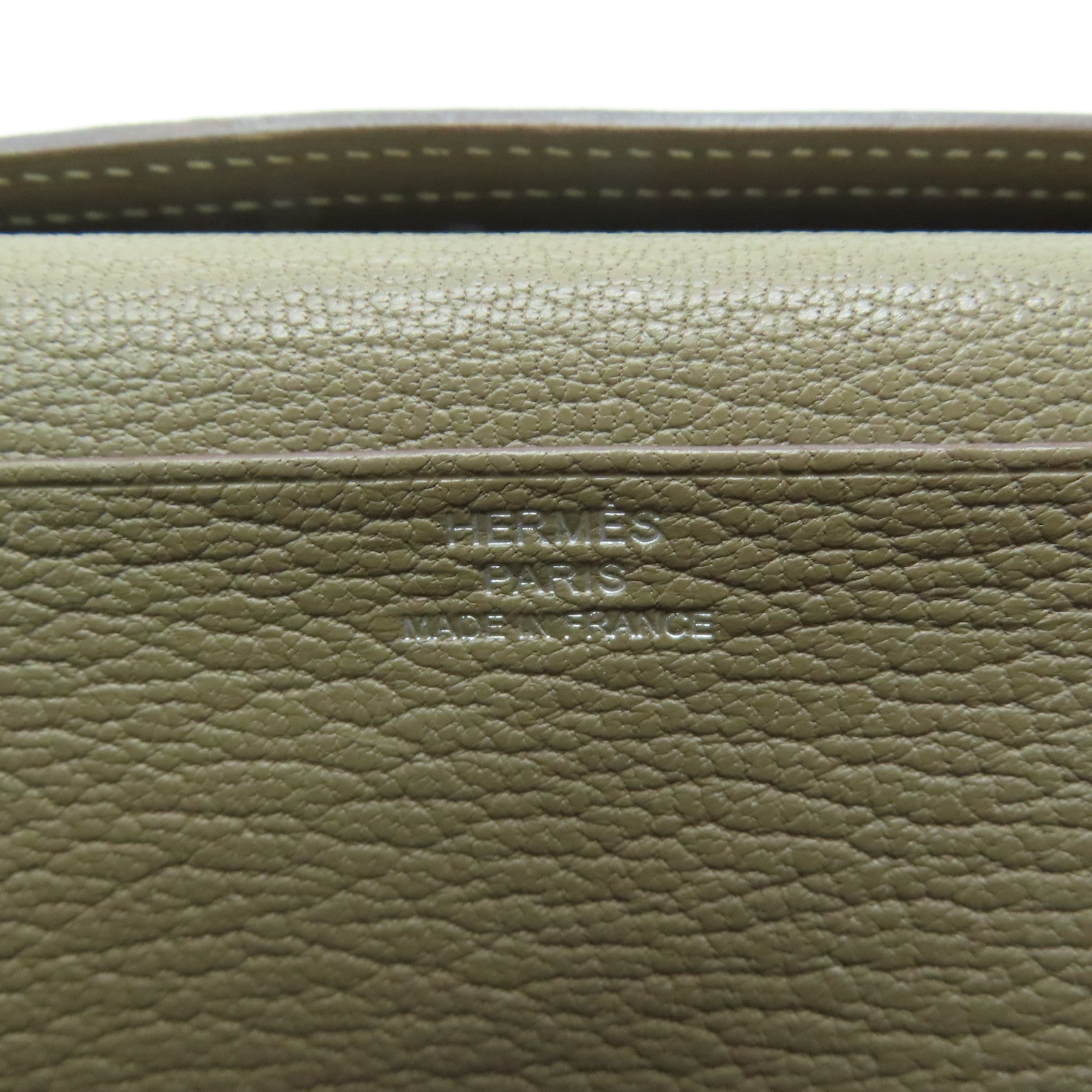 HERMES 【激減優惠】Chevre皮革Bearn Wallet銀扣長錢包灰色