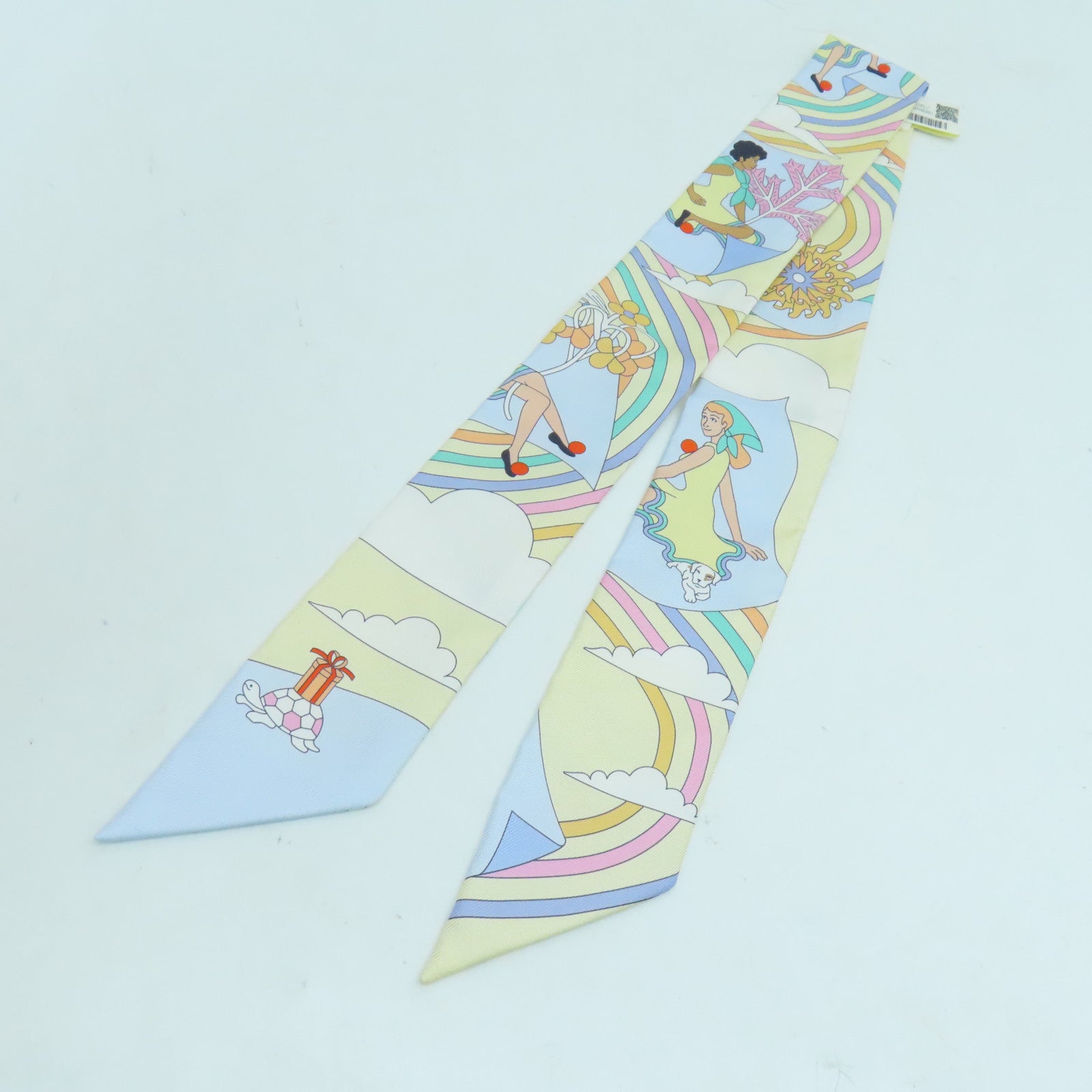 HERMES 絲質Twilly絲巾彩色