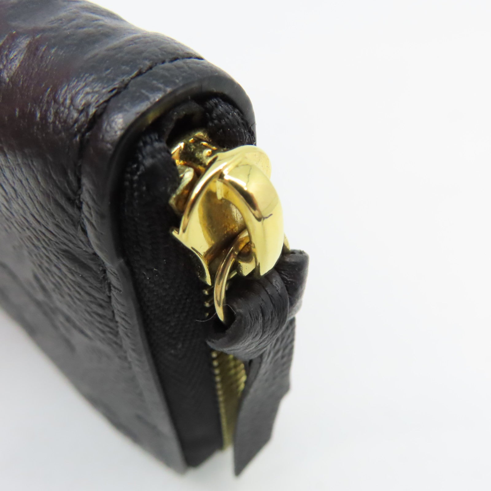 LOUIS VUITTON Monogram Empreinte Clemence Wallet金扣拉鏈長錢包黒色