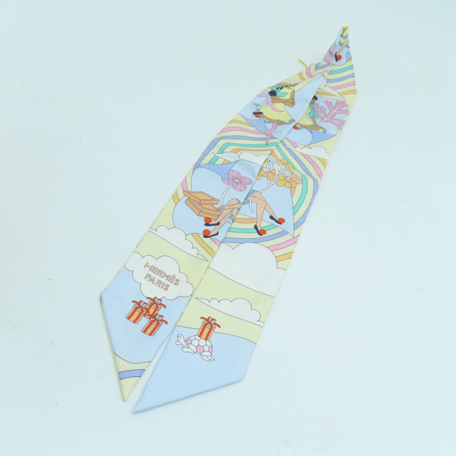 HERMES 絲質Twilly絲巾彩色