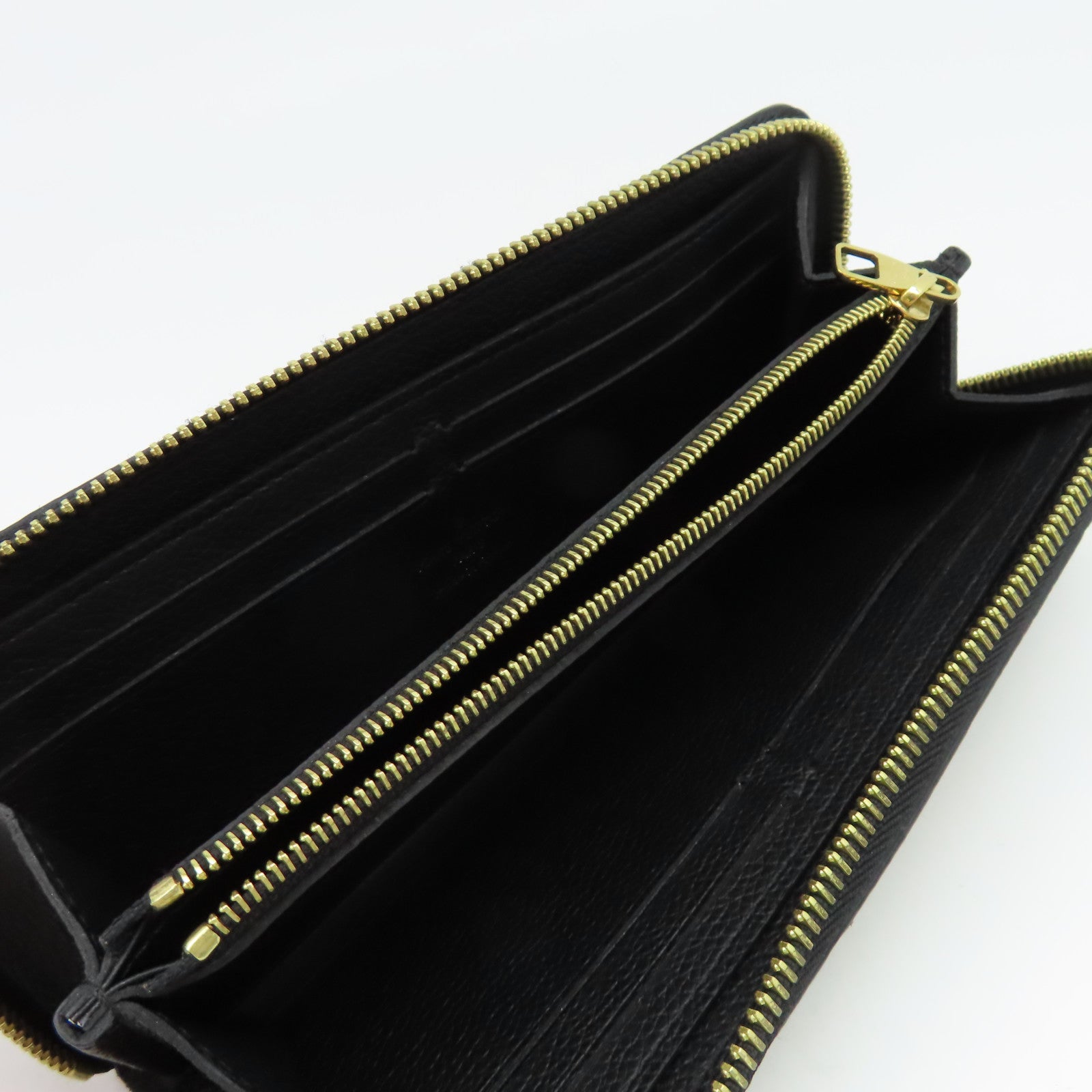 LOUIS VUITTON Monogram Empreinte Clemence Wallet金扣拉鏈長錢包黒色