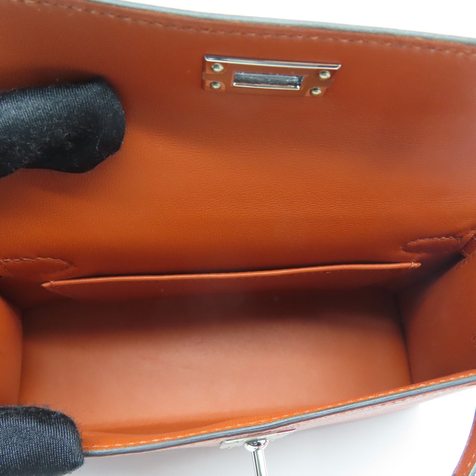 HERMES Chevre皮革Mini Kelly銀扣手挽肩背兩用袋Cuivre南瓜色