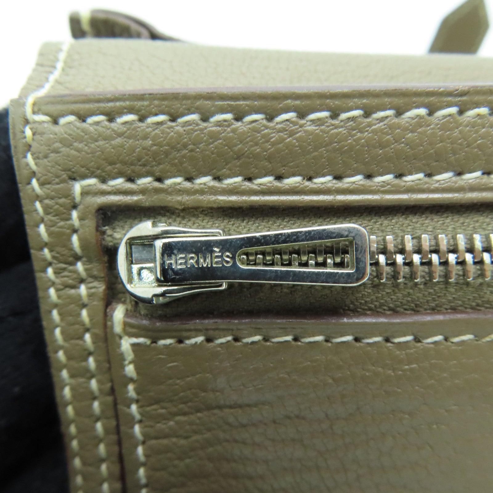 HERMES 【激減優惠】Chevre皮革Bearn Wallet銀扣長錢包灰色