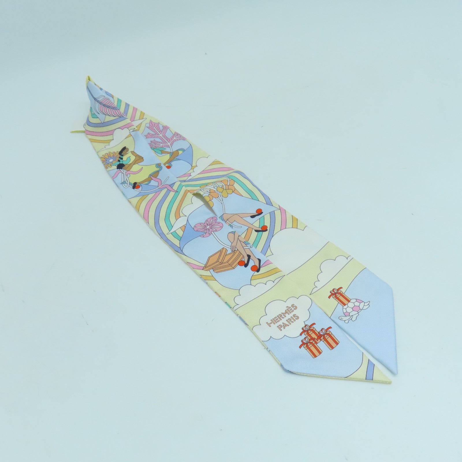 HERMES 絲質Twilly絲巾彩色