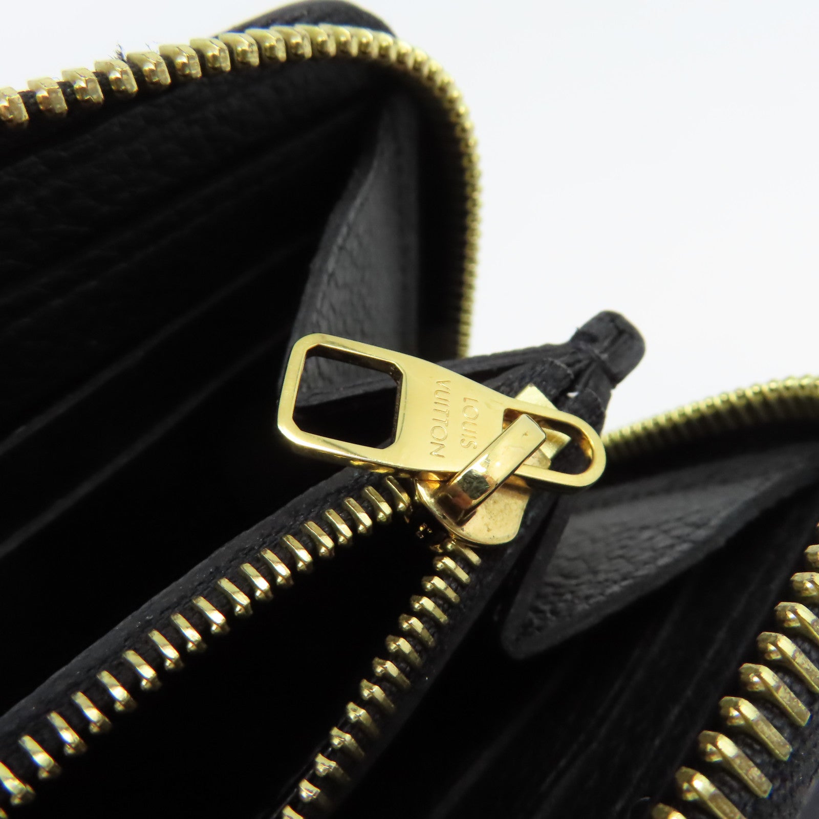 LOUIS VUITTON Monogram Empreinte Clemence Wallet金扣拉鏈長錢包黒色