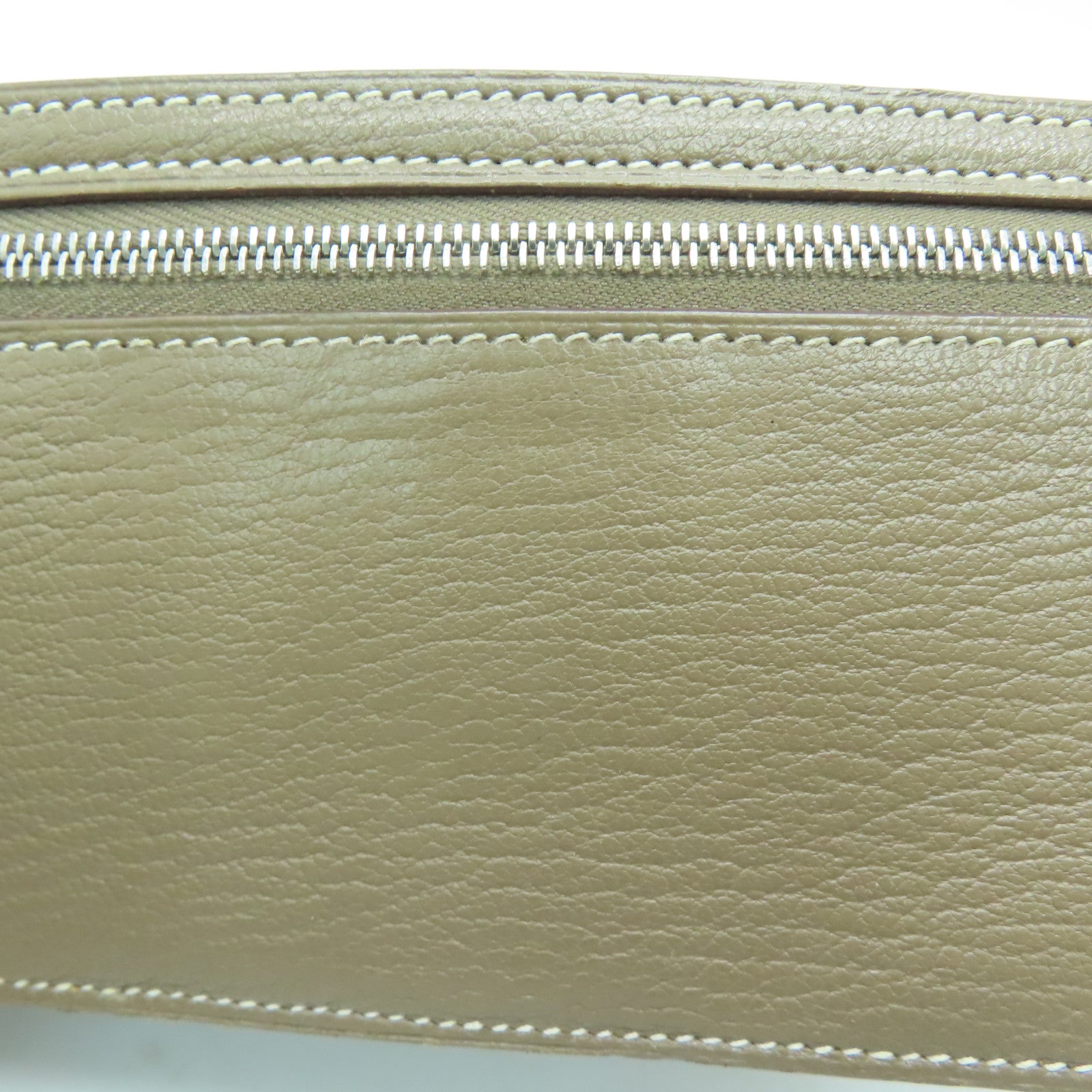 HERMES 【激減優惠】Chevre皮革Bearn Wallet銀扣長錢包灰色