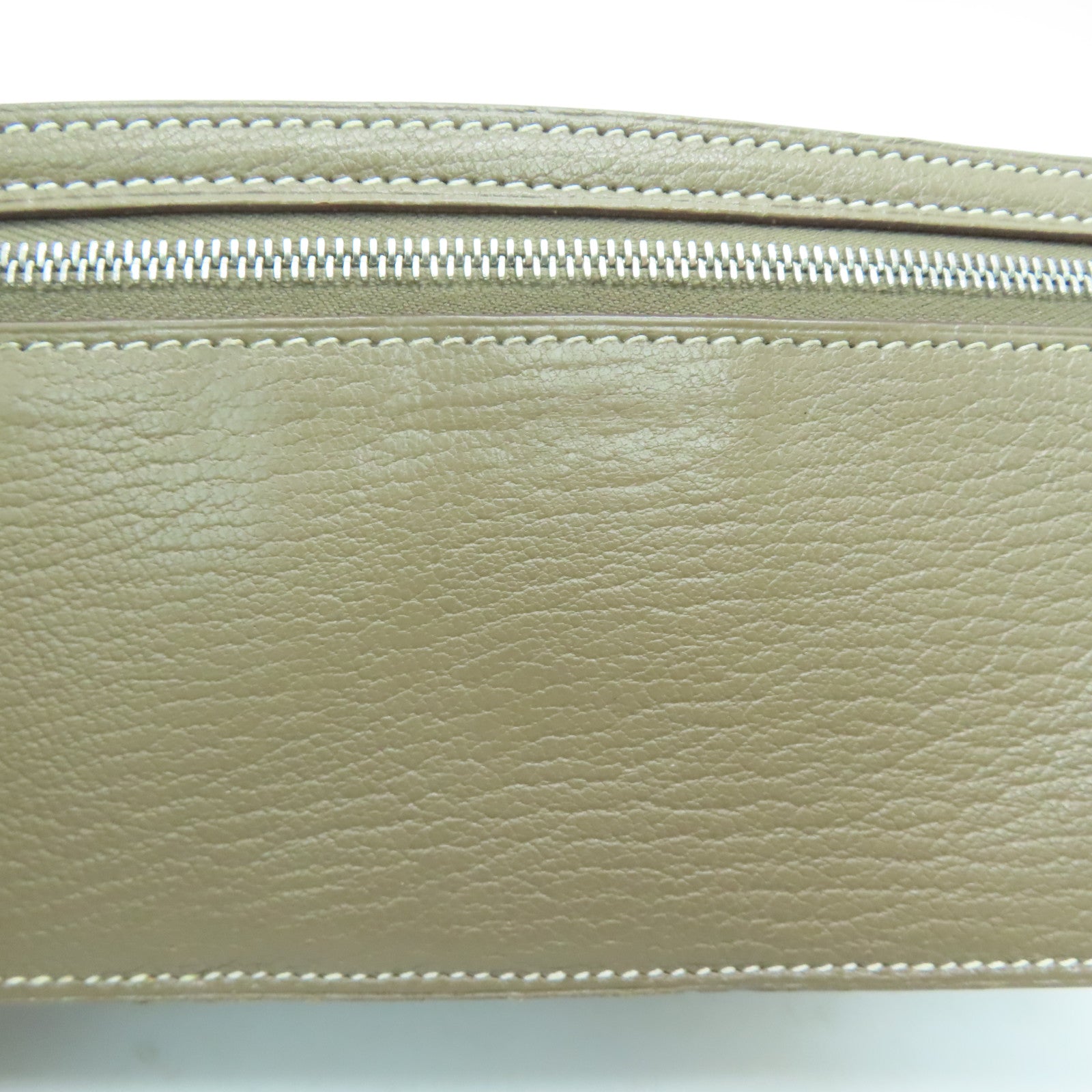HERMES 【激減優惠】Chevre皮革Bearn Wallet銀扣長錢包灰色