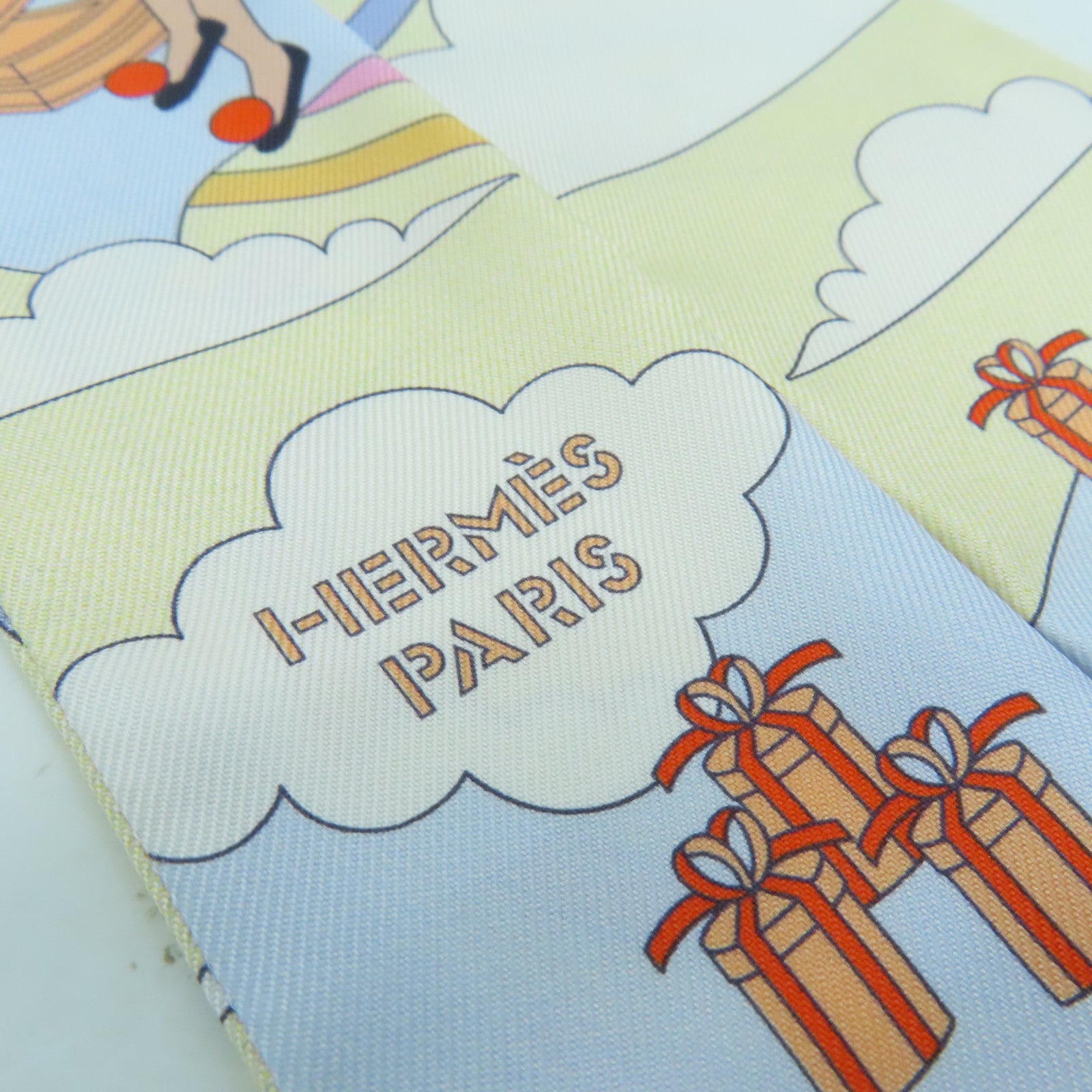 HERMES 絲質Twilly絲巾彩色