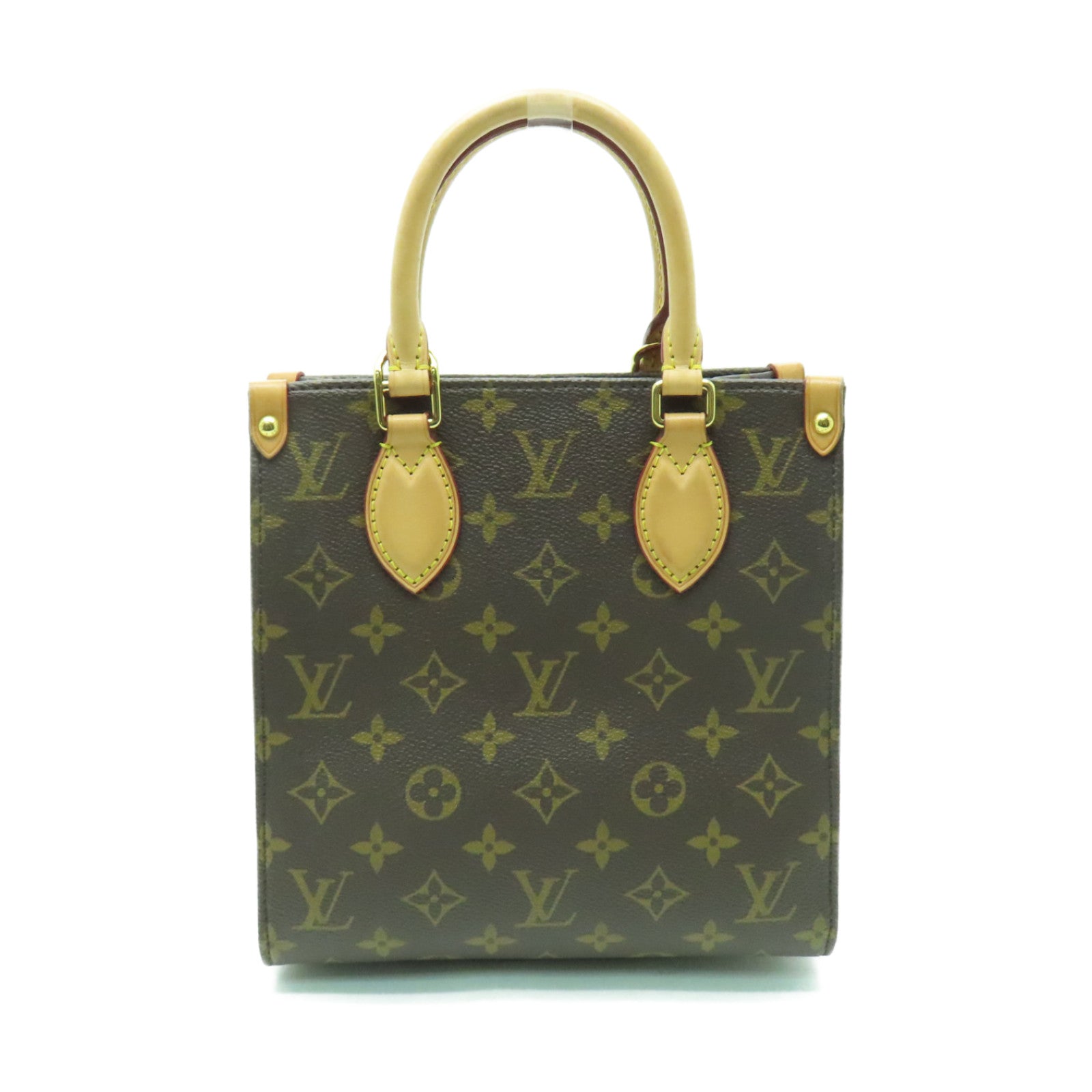 LOUIS VUITTON Monogram Sac Plat BB金扣手挽肩背兩用袋棕色