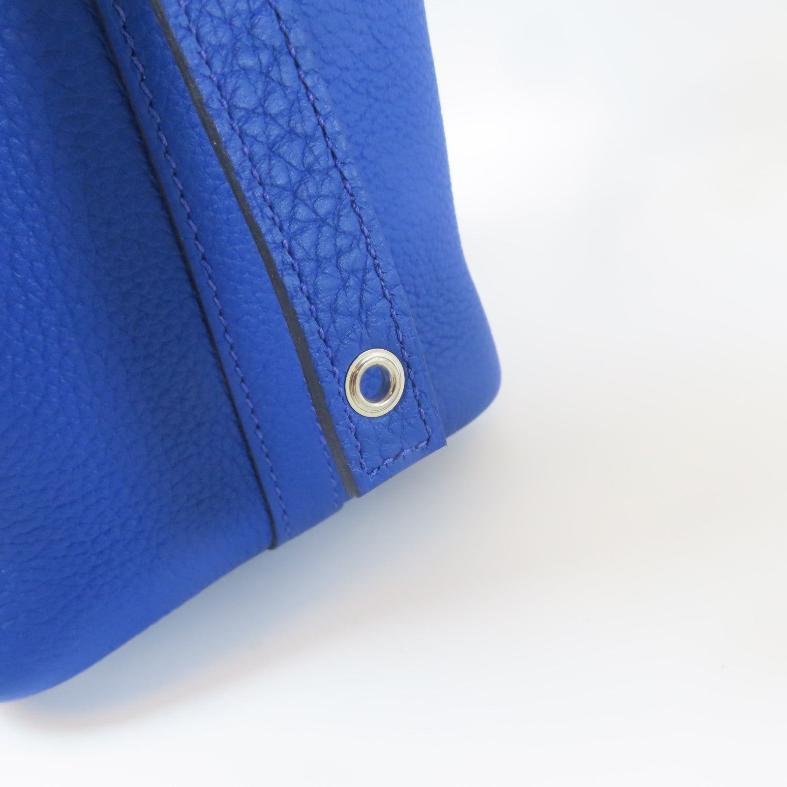 HERMES Clemence皮革Picotin PM銀扣手挽袋Blue Royal藍色