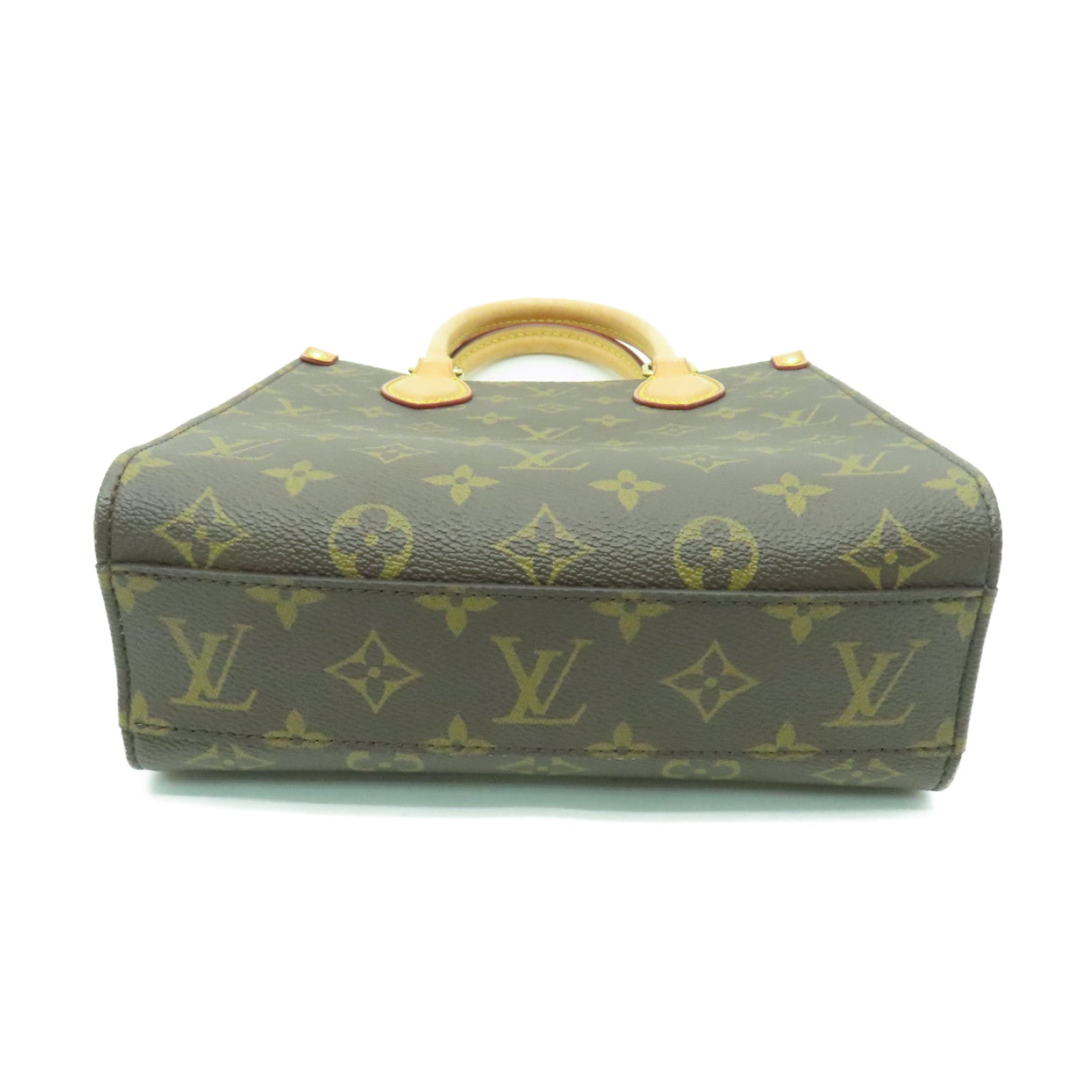 LOUIS VUITTON Monogram Sac Plat BB金扣手挽肩背兩用袋棕色