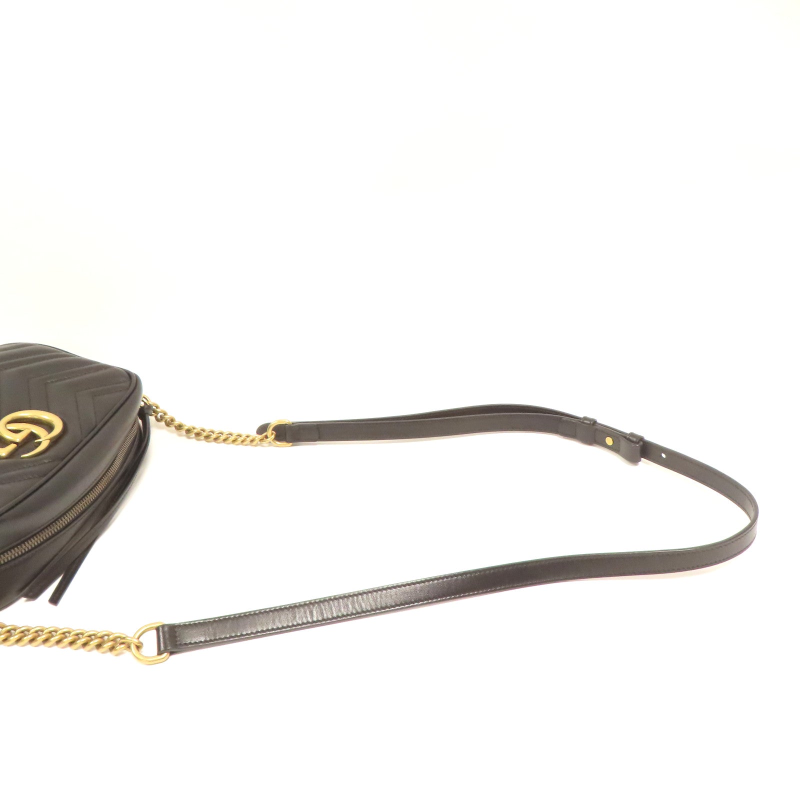 GUCCI 牛皮皮革GG Marmont金扣肩背袋黑色