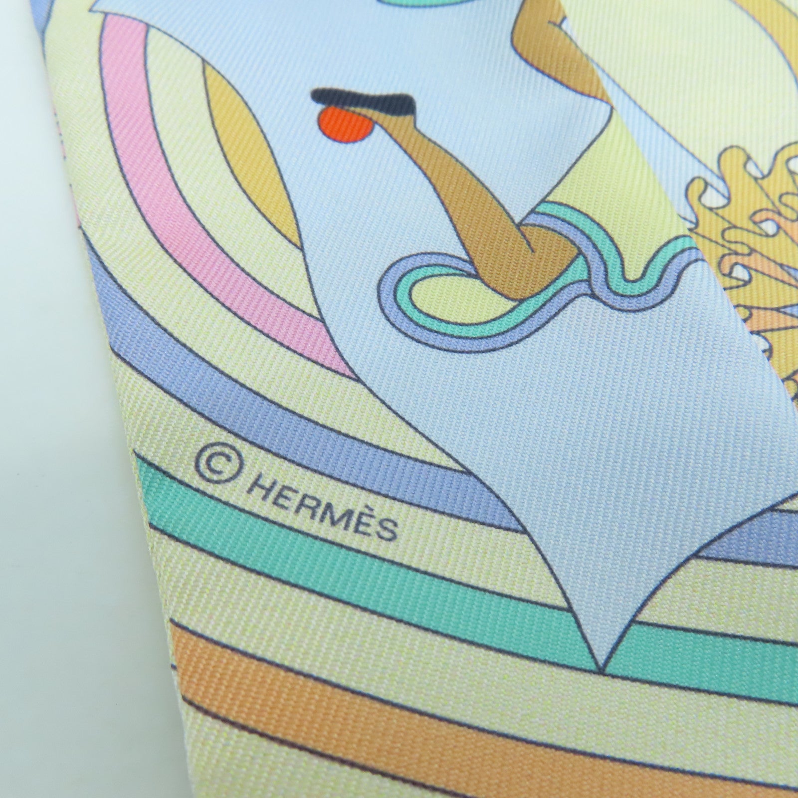 HERMES 絲質Twilly絲巾彩色