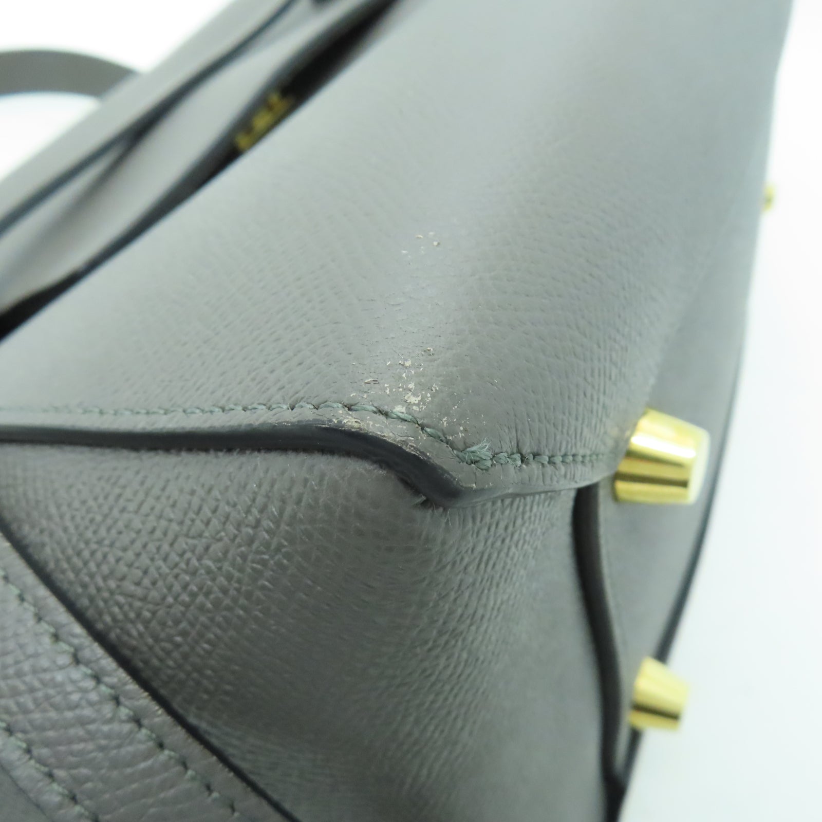 CELINE 牛皮皮革Mini Belt Bag金扣手挽肩背兩用袋灰色