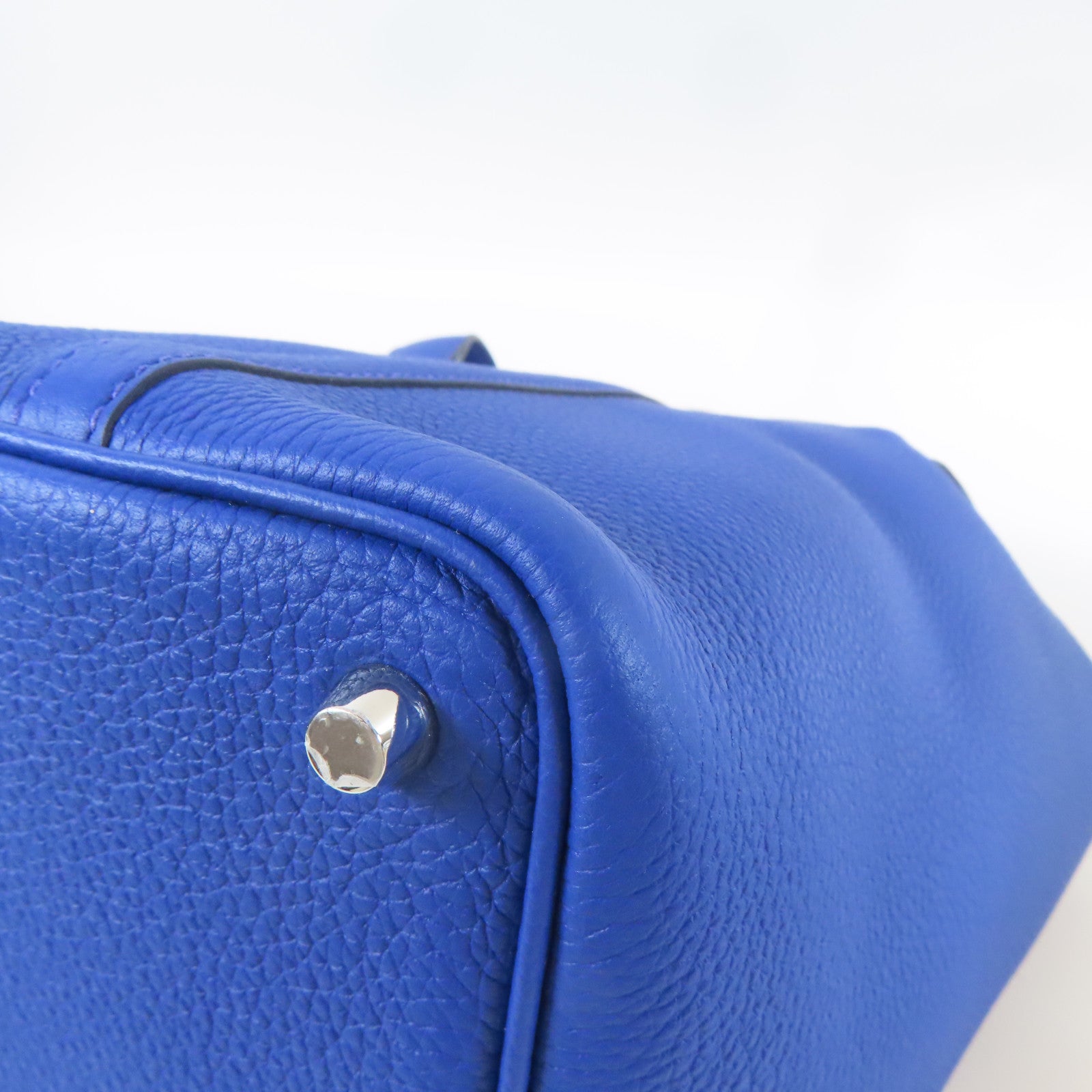 HERMES Clemence皮革Picotin PM銀扣手挽袋Blue Royal藍色