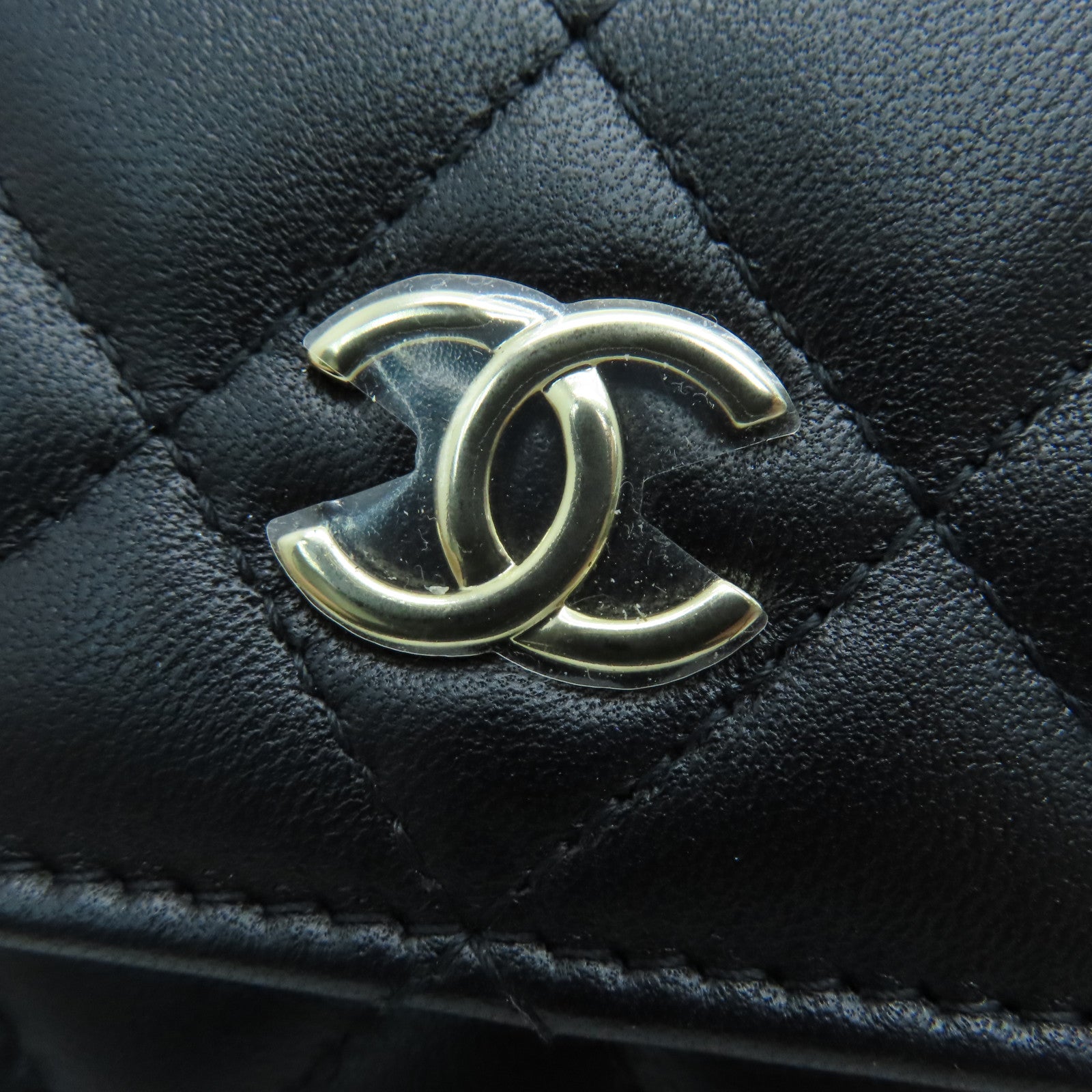 CHANEL 菱格羊皮皮革Chain Shoulder Bag金扣鏈帶肩背袋黑色