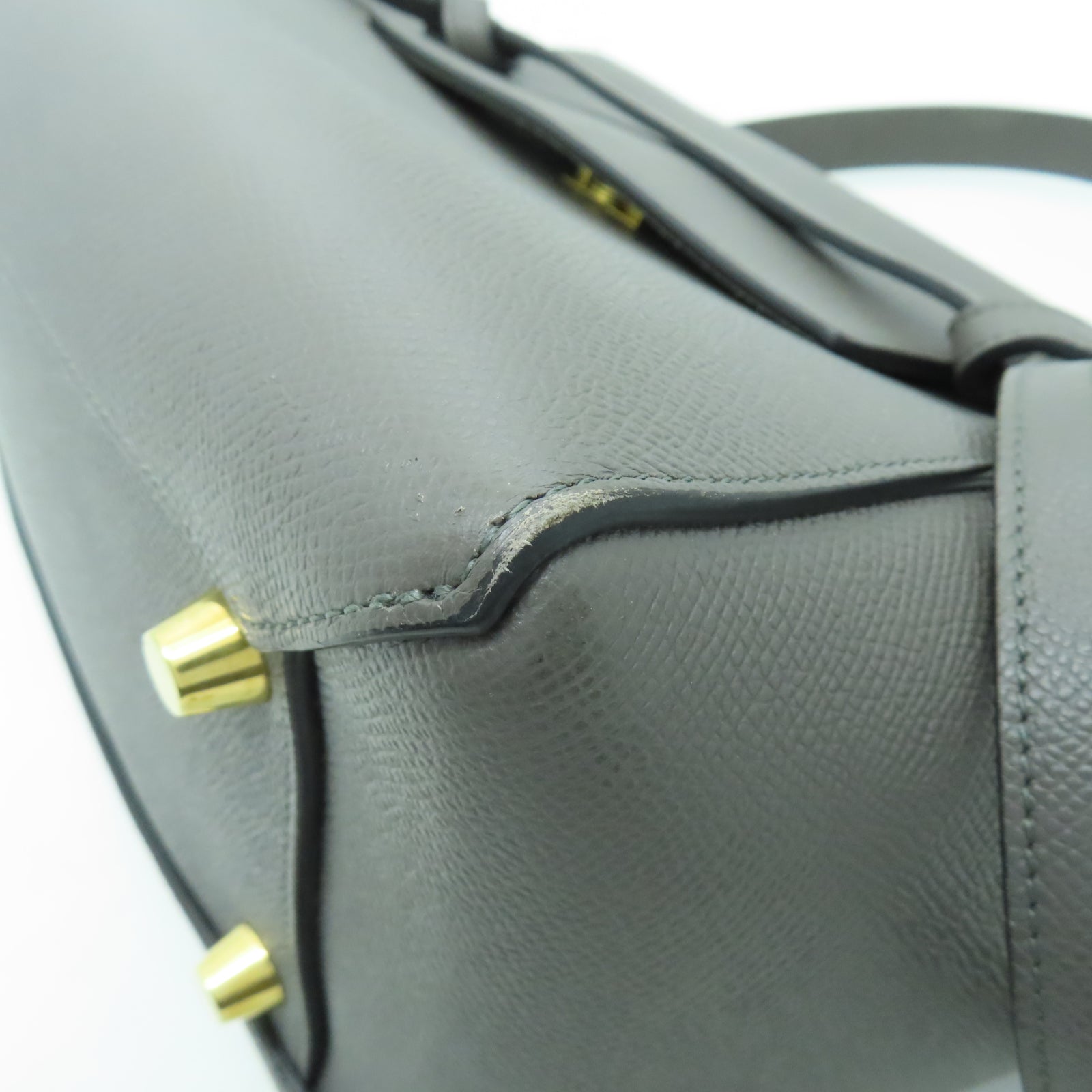 CELINE 牛皮皮革Mini Belt Bag金扣手挽肩背兩用袋灰色