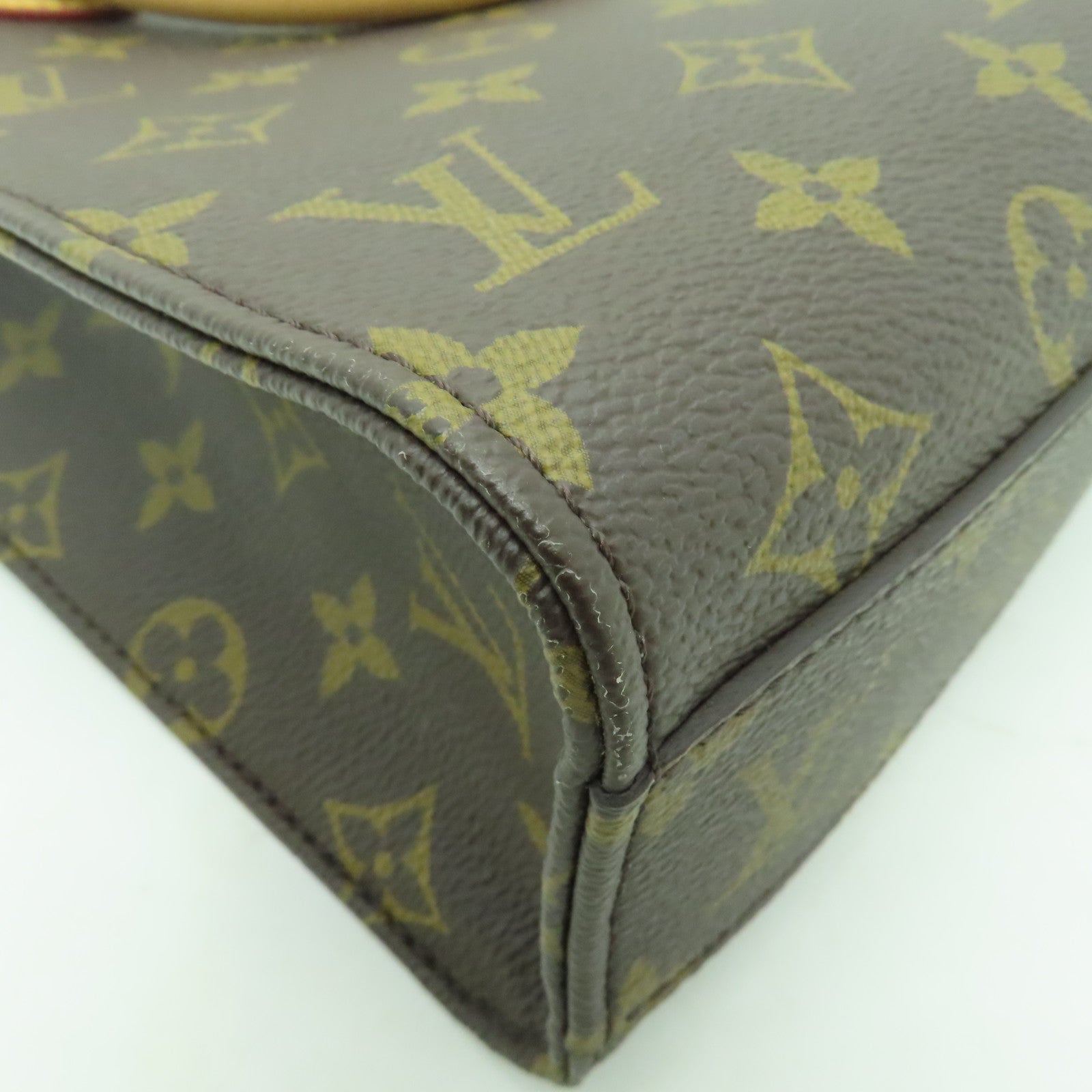 LOUIS VUITTON Monogram Sac Plat BB金扣手挽肩背兩用袋棕色