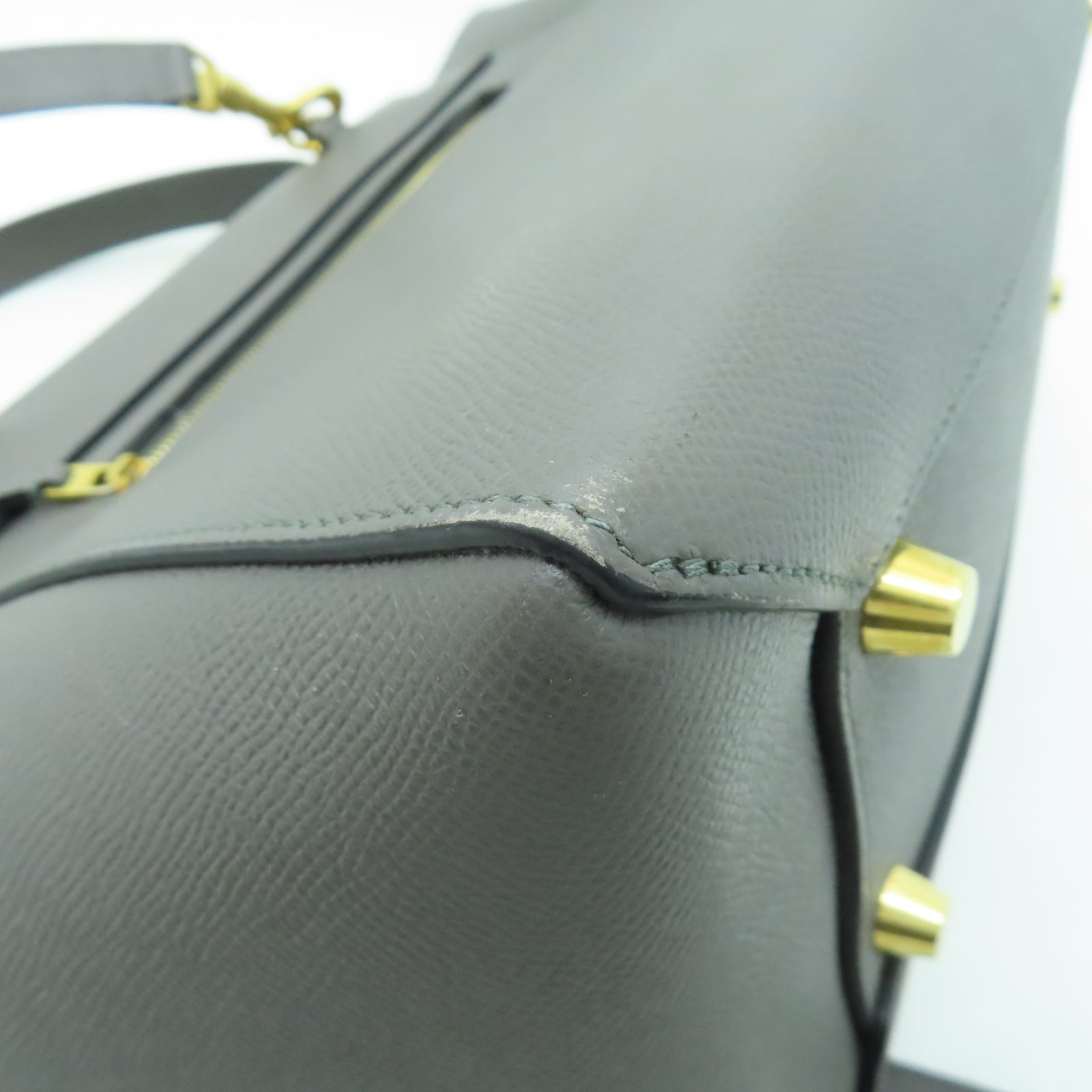 CELINE 牛皮皮革Mini Belt Bag金扣手挽肩背兩用袋灰色