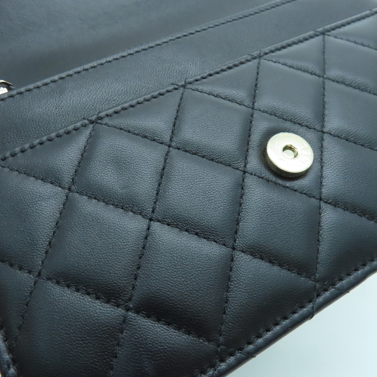 CHANEL 菱格羊皮皮革Chain Shoulder Bag金扣鏈帶肩背袋黑色