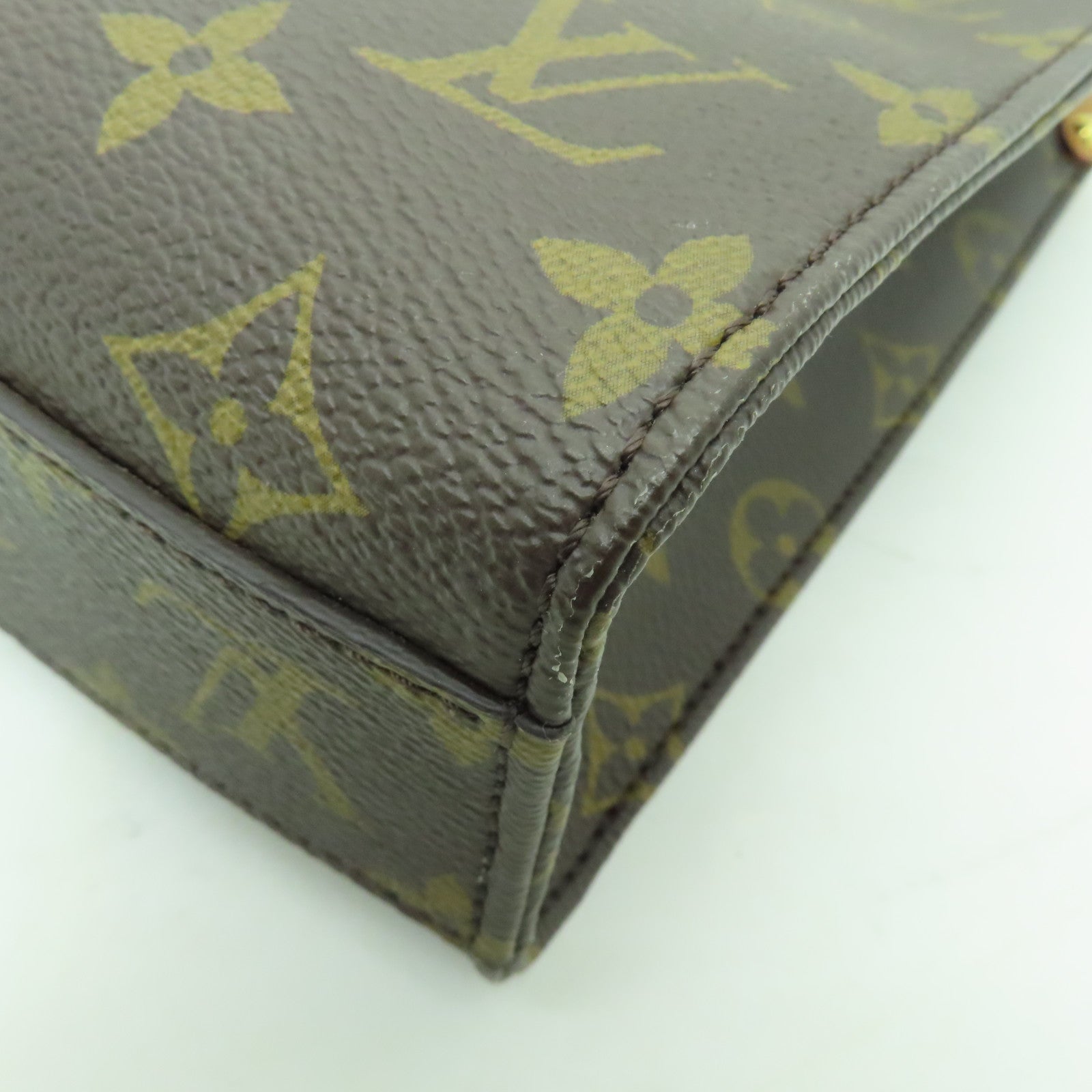 LOUIS VUITTON Monogram Sac Plat BB金扣手挽肩背兩用袋棕色