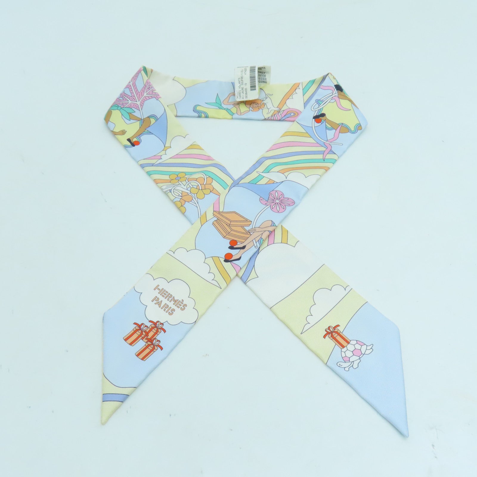 HERMES 絲質Twilly絲巾彩色