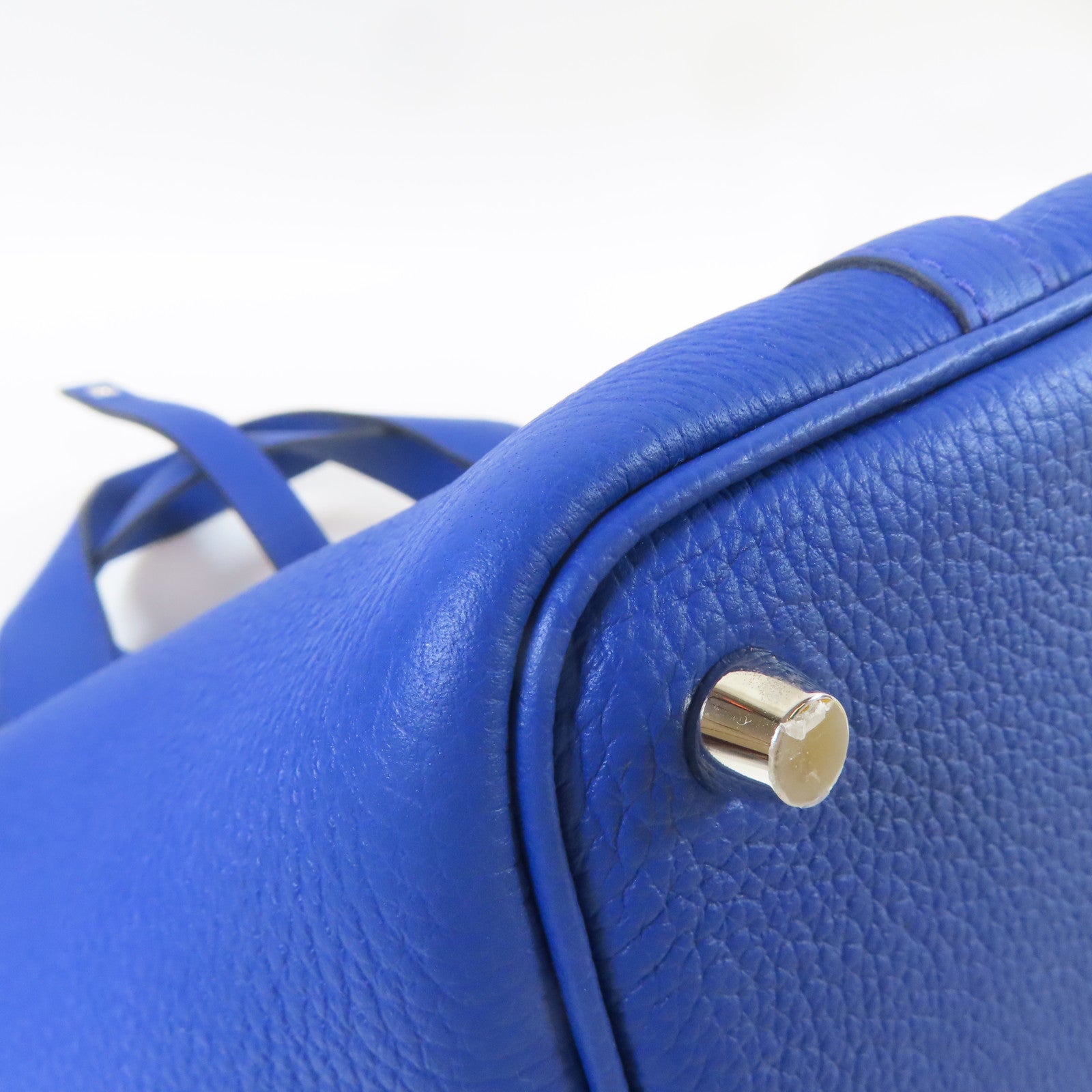 HERMES Clemence皮革Picotin PM銀扣手挽袋Blue Royal藍色