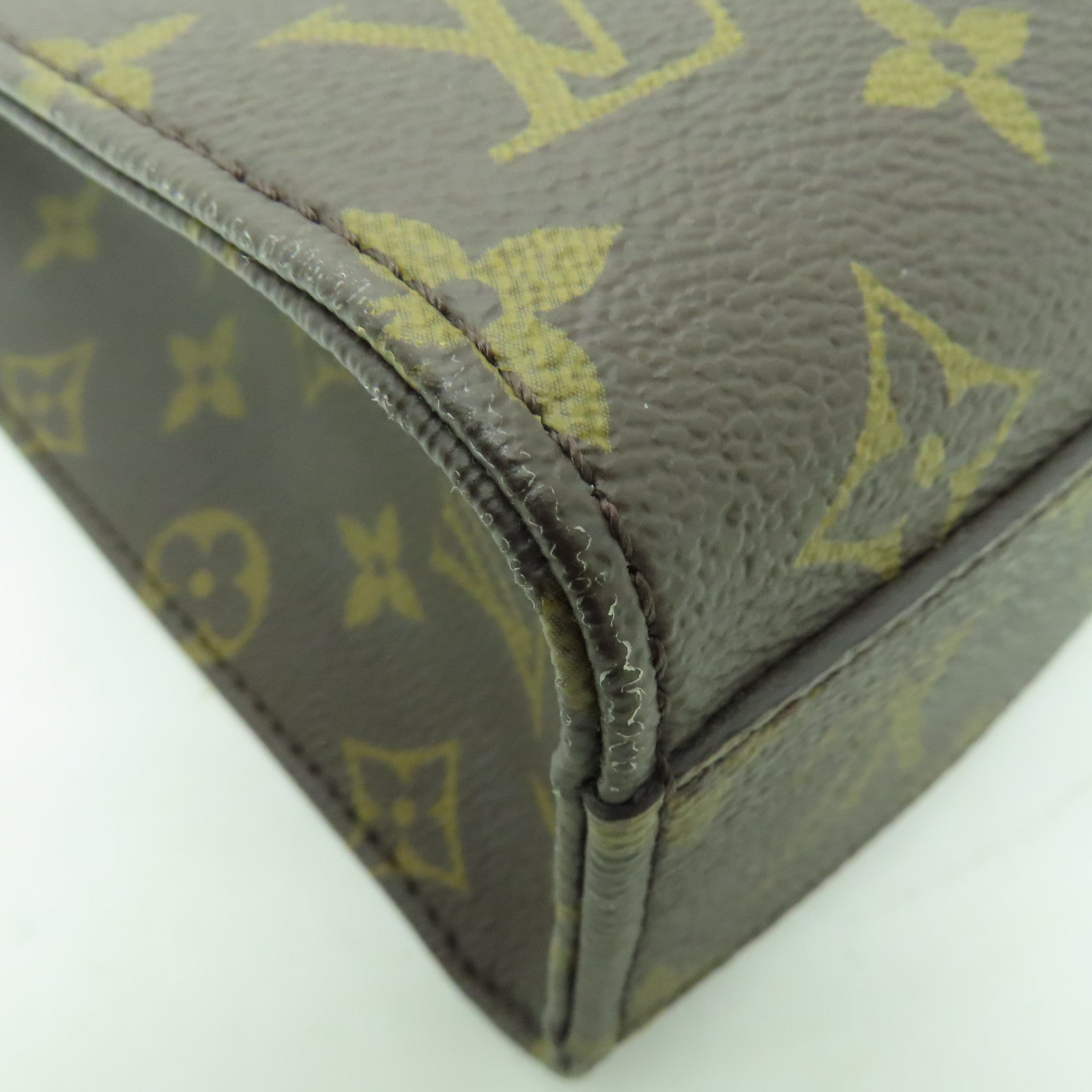 LOUIS VUITTON Monogram Sac Plat BB金扣手挽肩背兩用袋棕色
