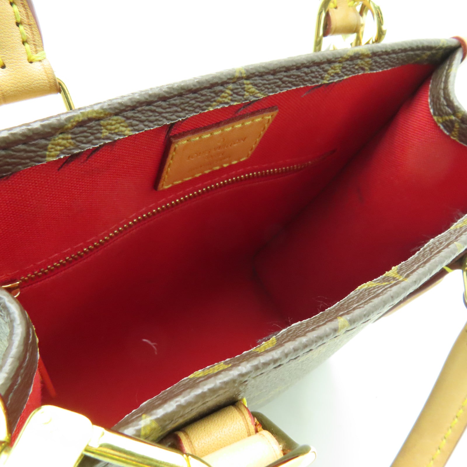 LOUIS VUITTON Monogram Sac Plat BB金扣手挽肩背兩用袋棕色