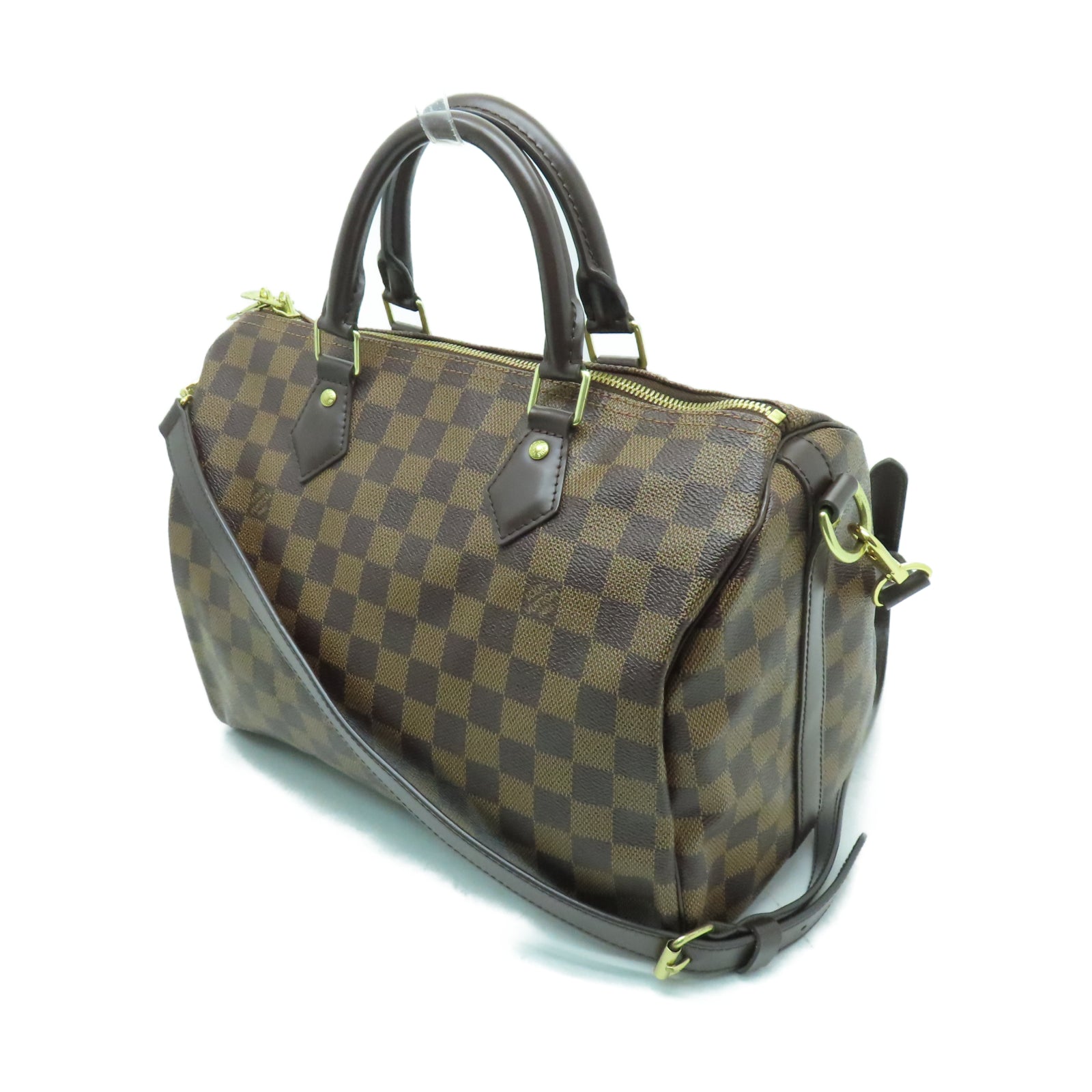 LOUIS VUITTON Damier Speedy Bandouliere 30金扣手挽肩背兩用袋啡色