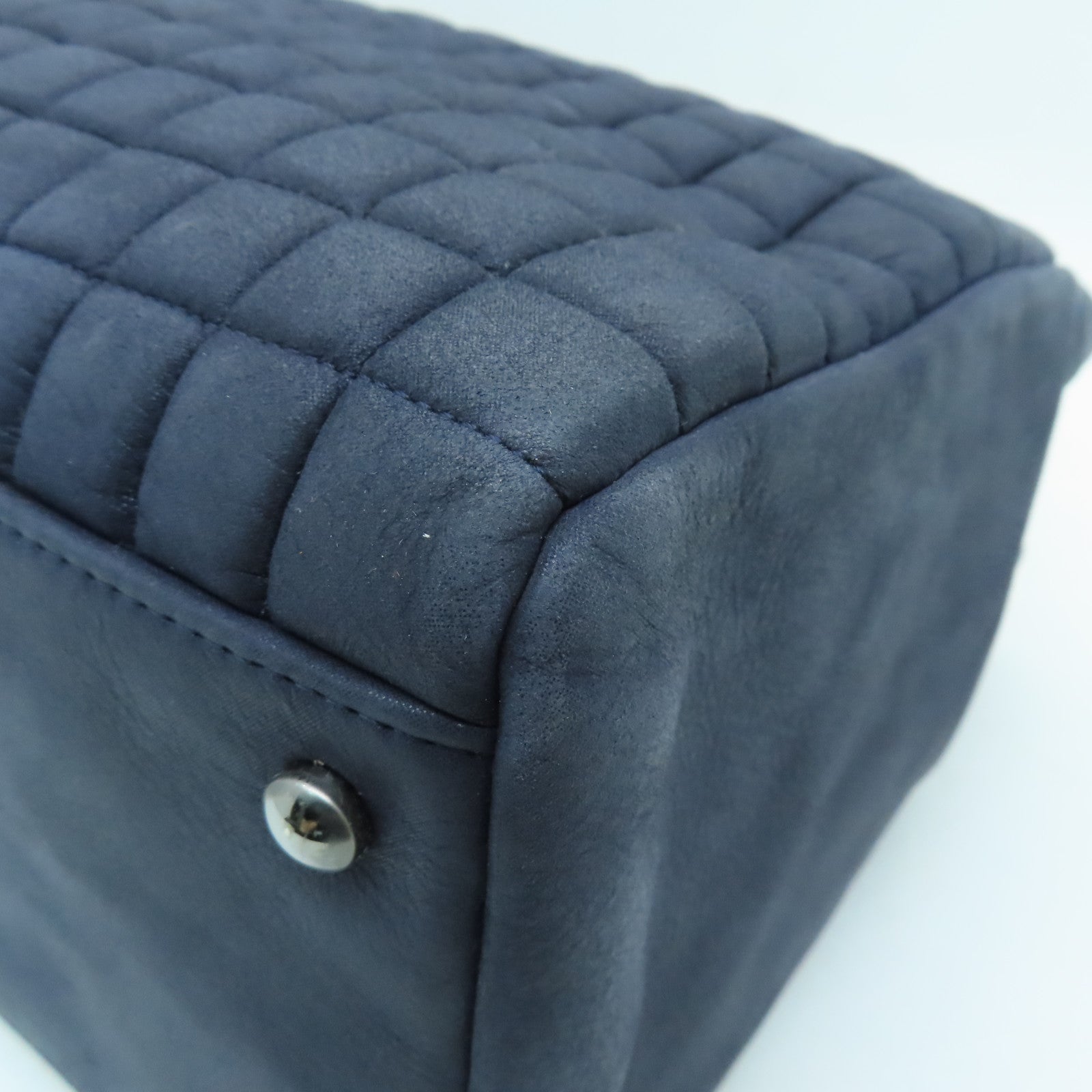 CHANEL 【激減優惠】牛皮皮革Chian Shoulder Bag銀扣鏈帶肩背袋深藍色