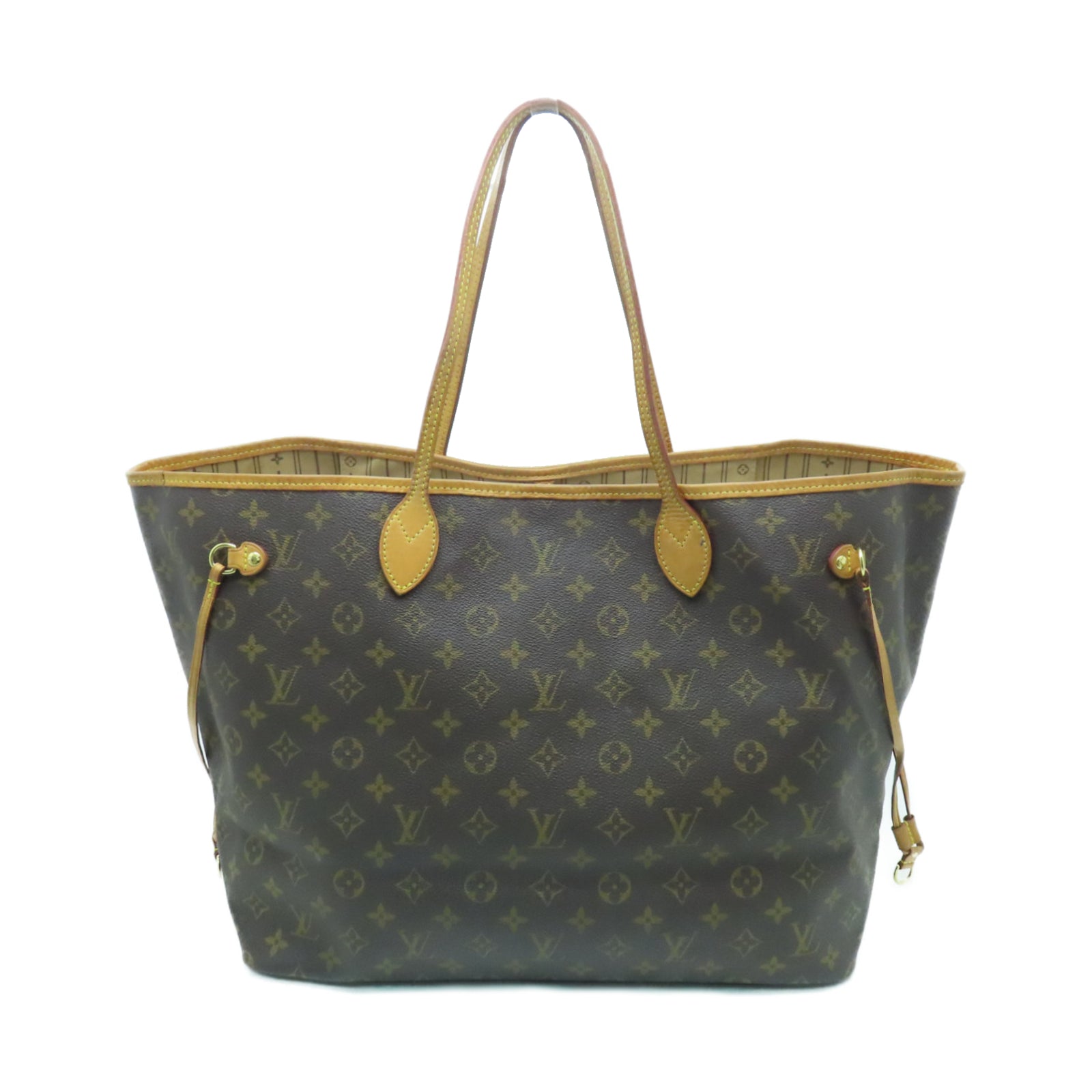 LOUIS VUITTON Monogram Neverfull GM金扣手挽袋啡色