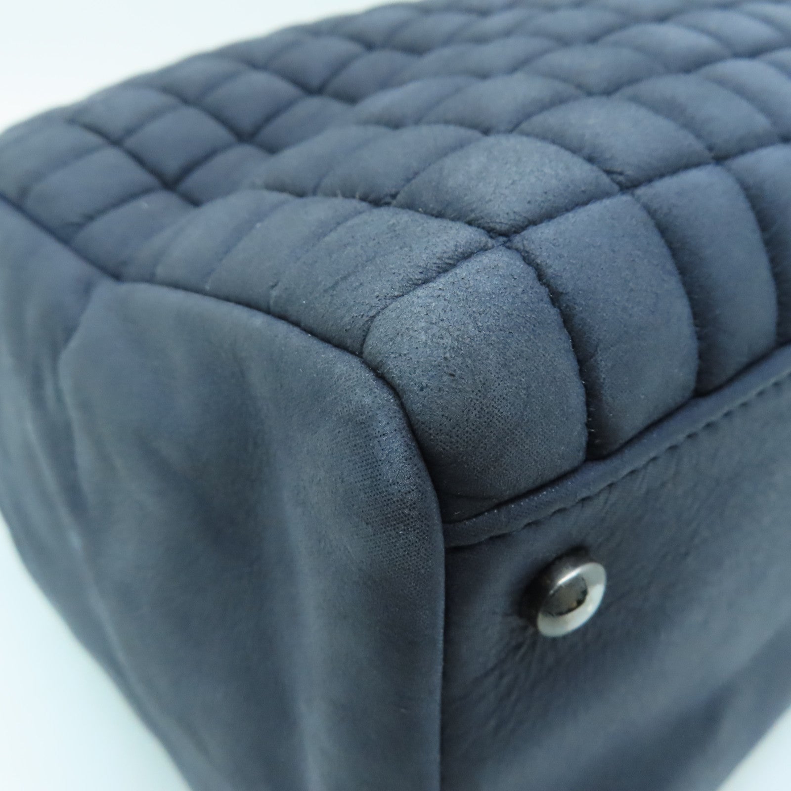 CHANEL 【激減優惠】牛皮皮革Chian Shoulder Bag銀扣鏈帶肩背袋深藍色