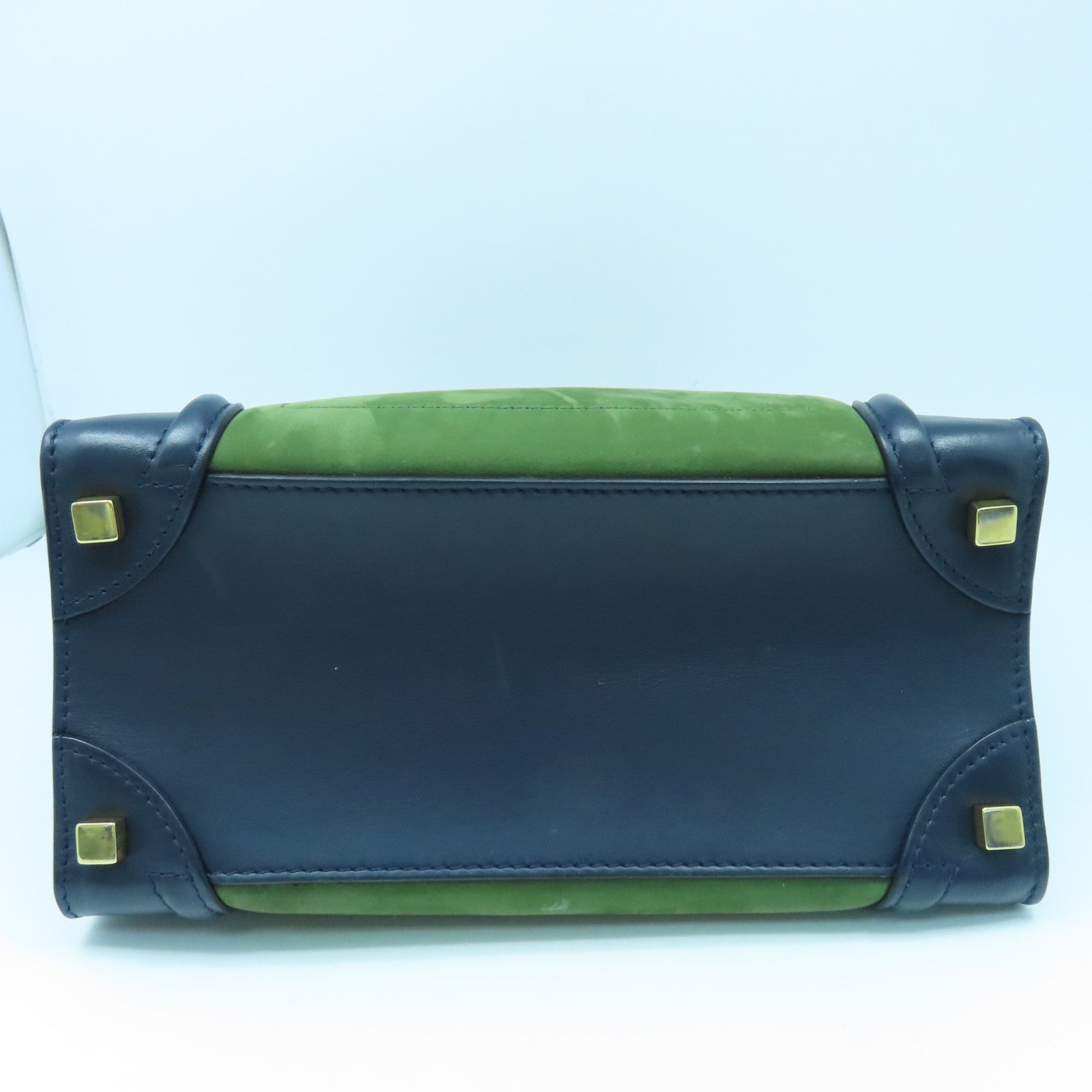 CELINE 牛皮皮革Micro Luggage金扣手挽袋綠色藍色