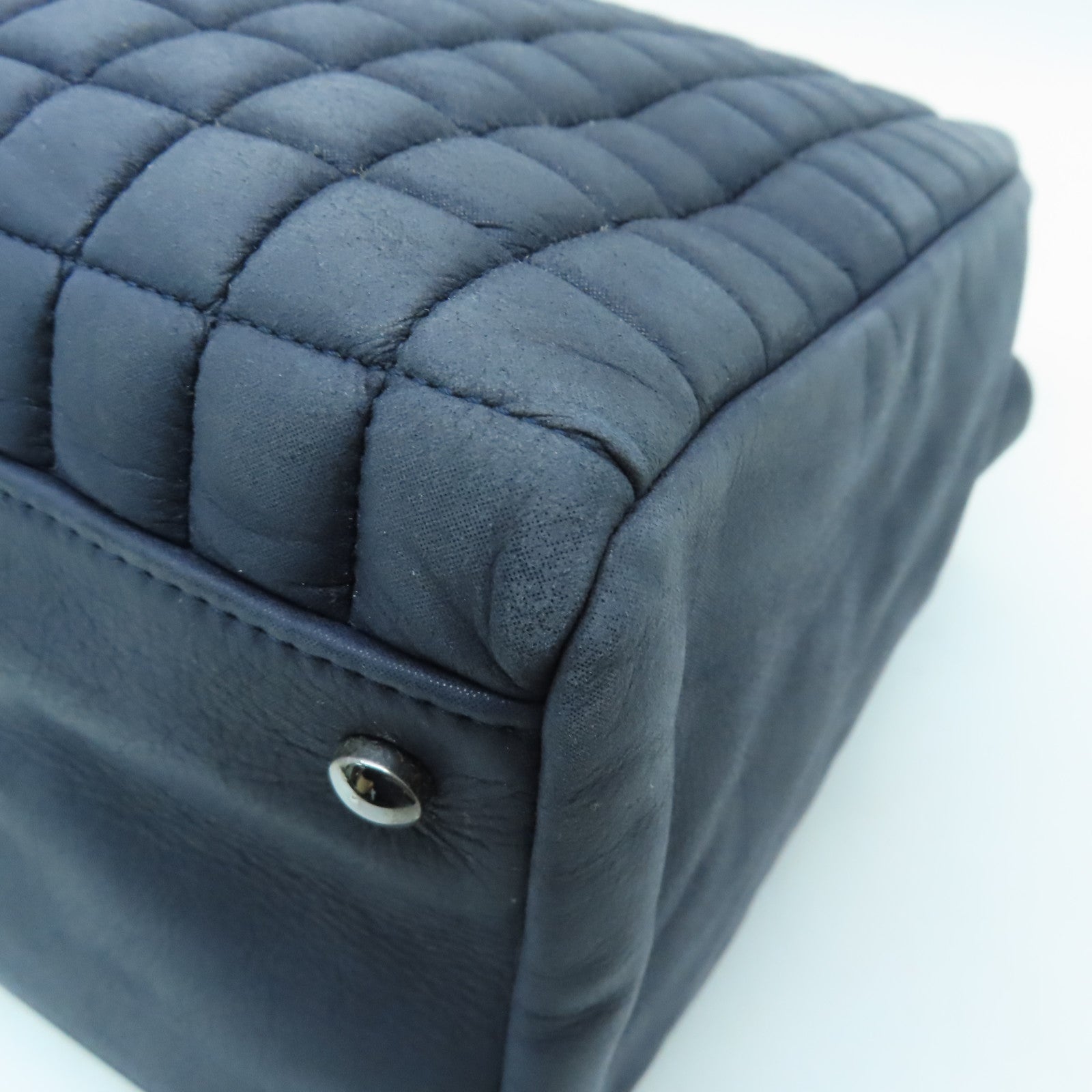 CHANEL 【激減優惠】牛皮皮革Chian Shoulder Bag銀扣鏈帶肩背袋深藍色